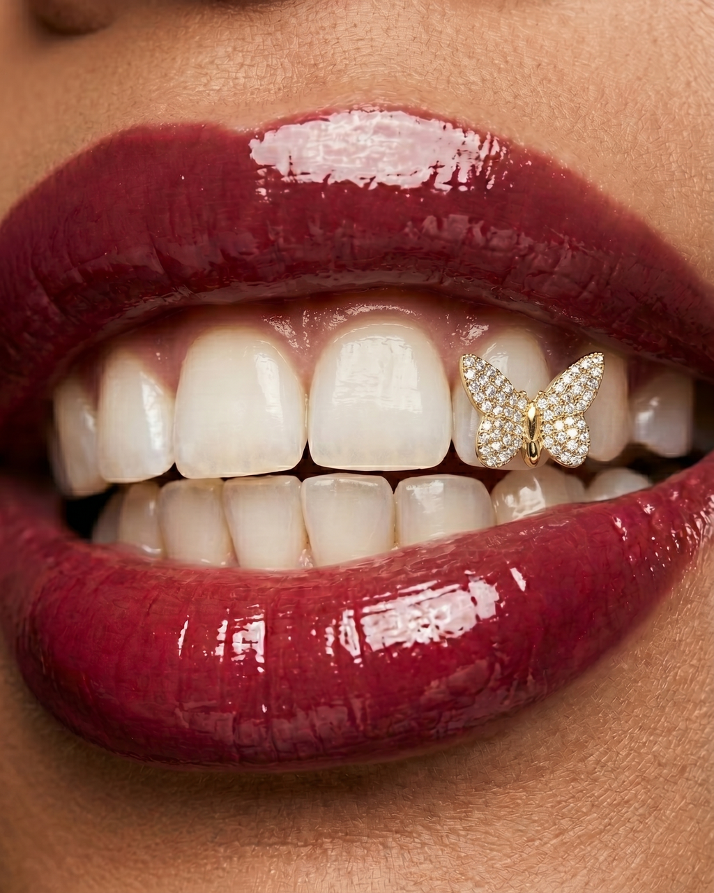 Butterfly Crystal Stone Tooth Grill