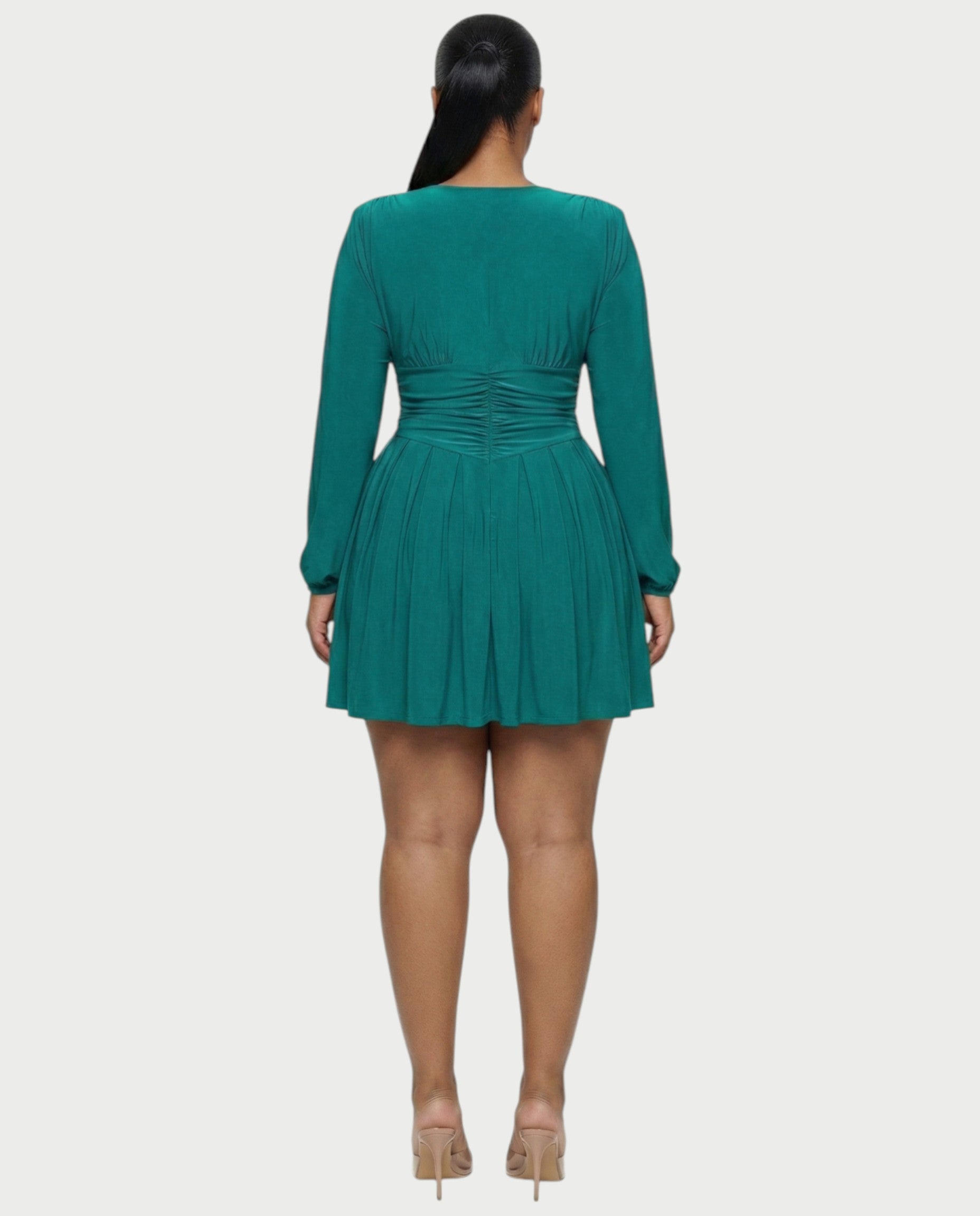 VINNA Waist-cinching Pleated Mini Dress