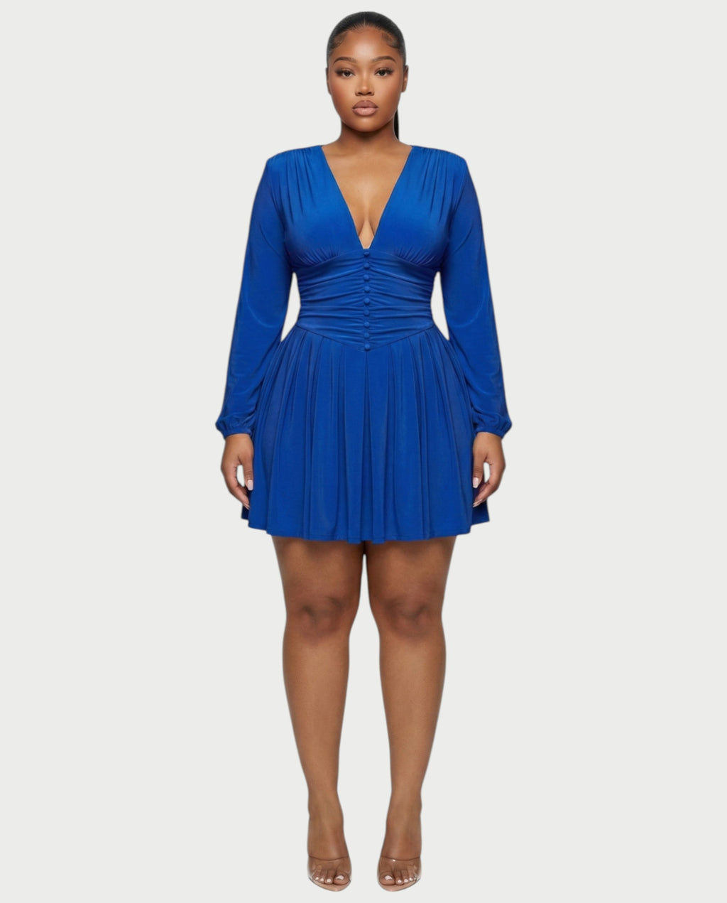 VINNA Waist-cinching Pleated Mini Dress