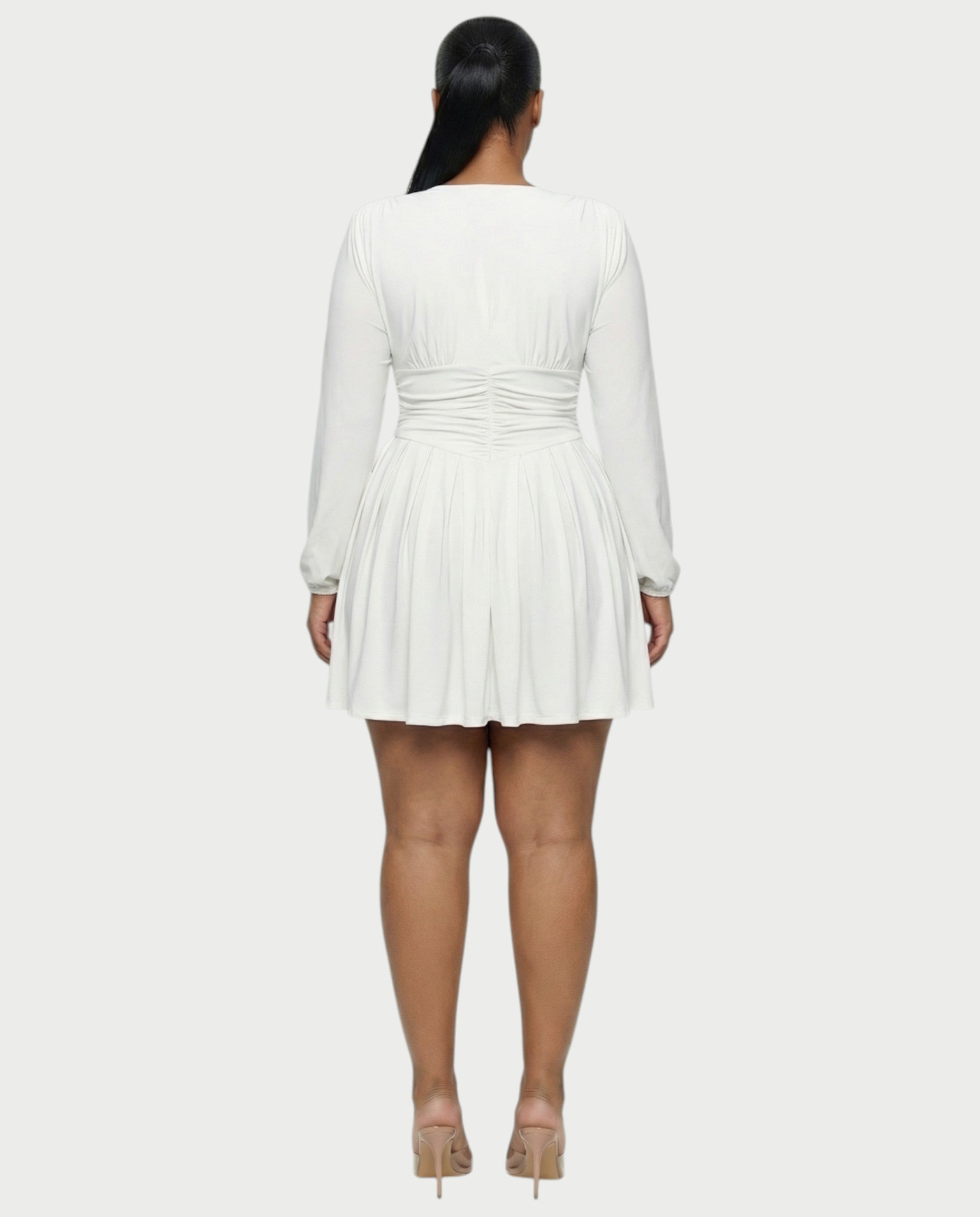 VINNA Waist-cinching Pleated Mini Dress
