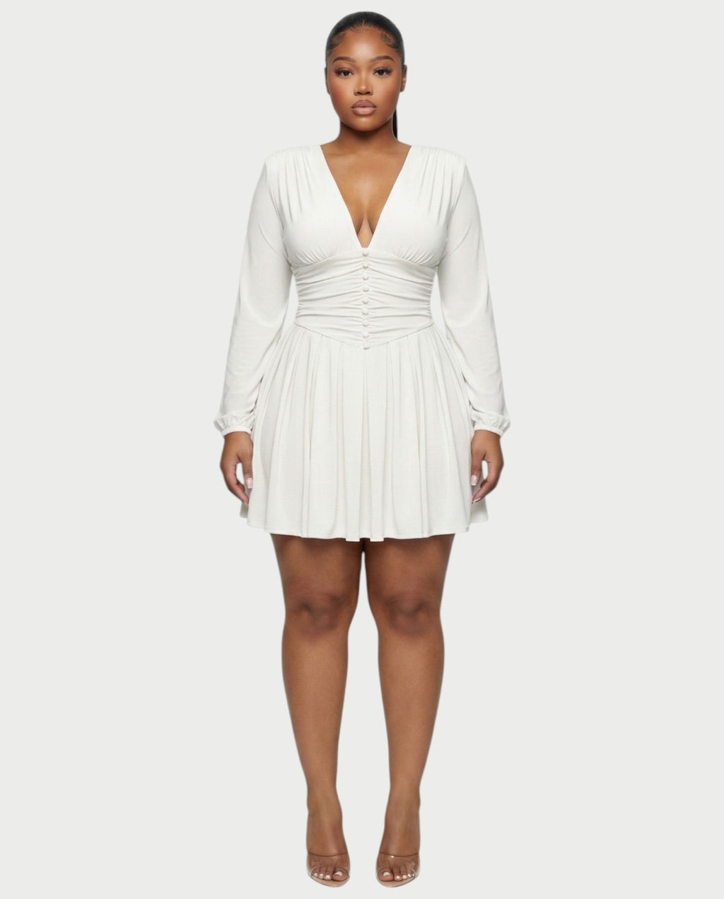 VINNA Waist-cinching Pleated Mini Dress