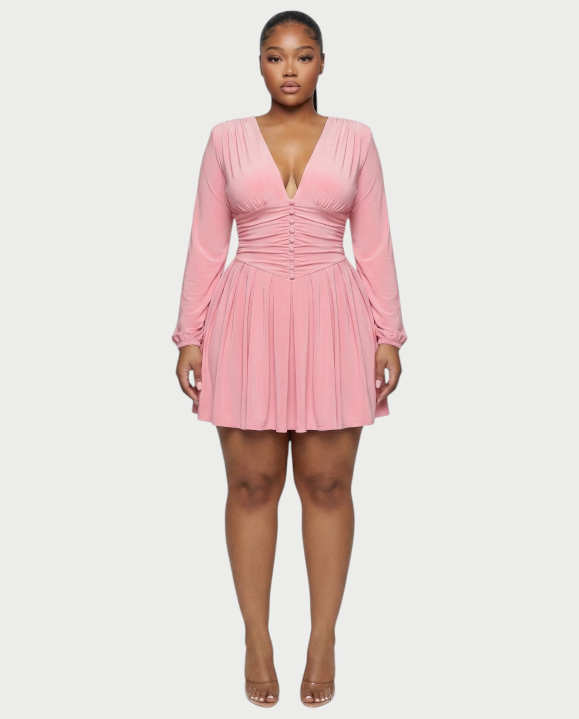 VINNA Waist-cinching Pleated Mini Dress
