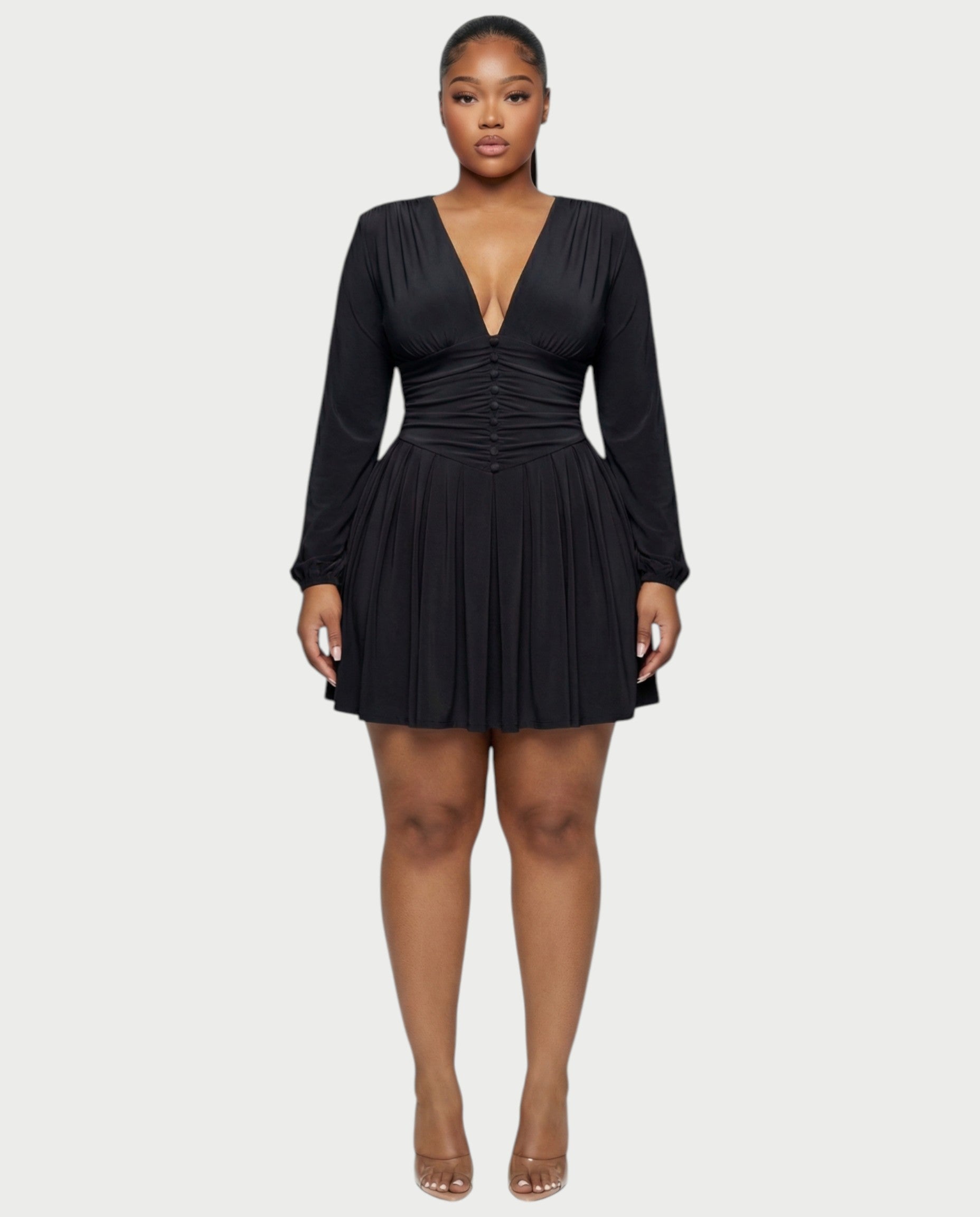 VINNA Waist-cinching Pleated Mini Dress