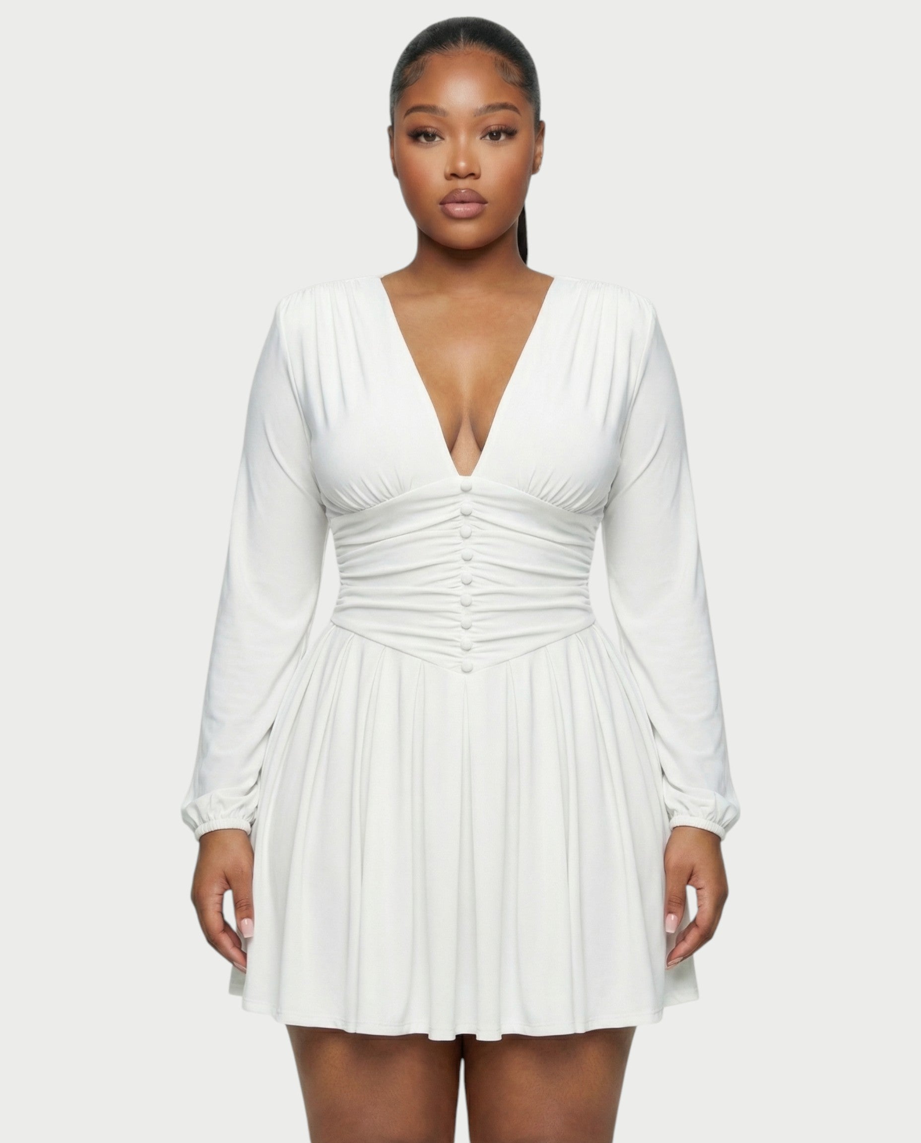 VINNA Waist-cinching Pleated Mini Dress