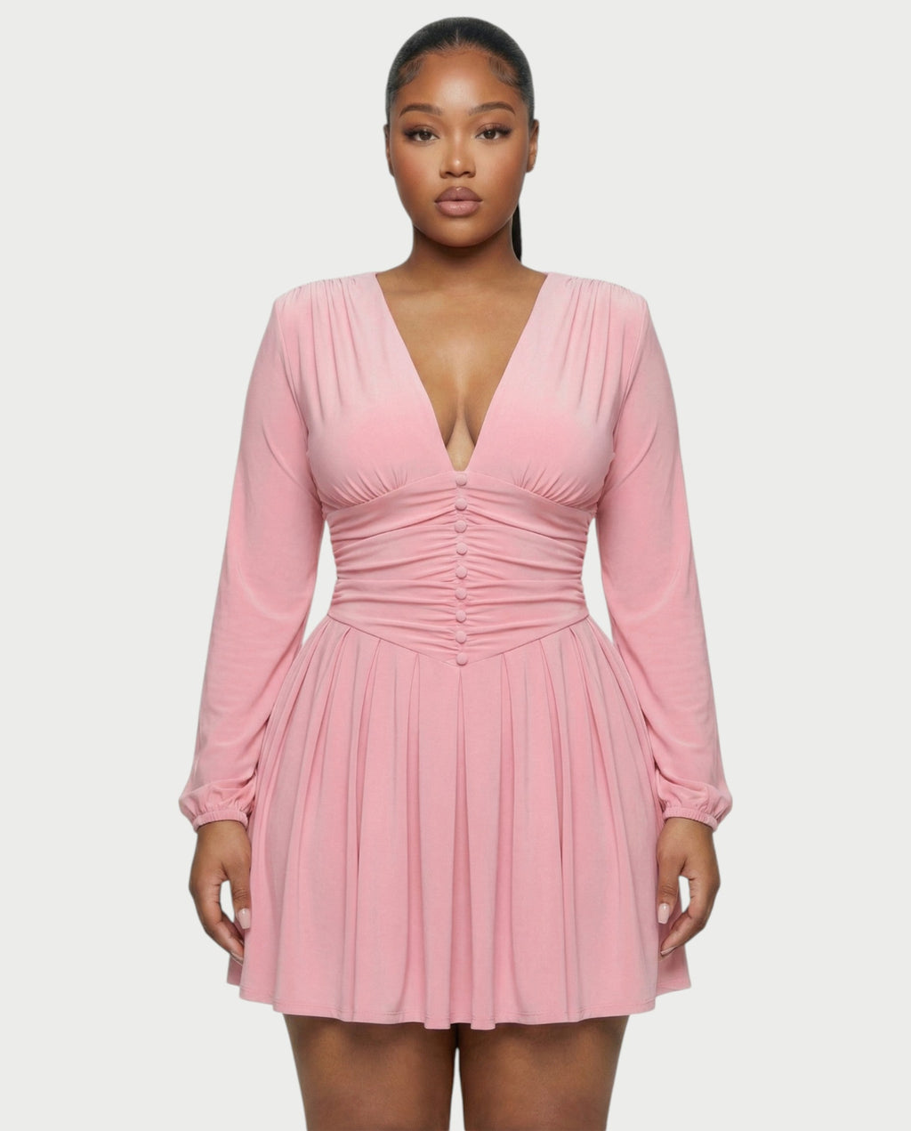 VINNA Waist-cinching Pleated Mini Dress