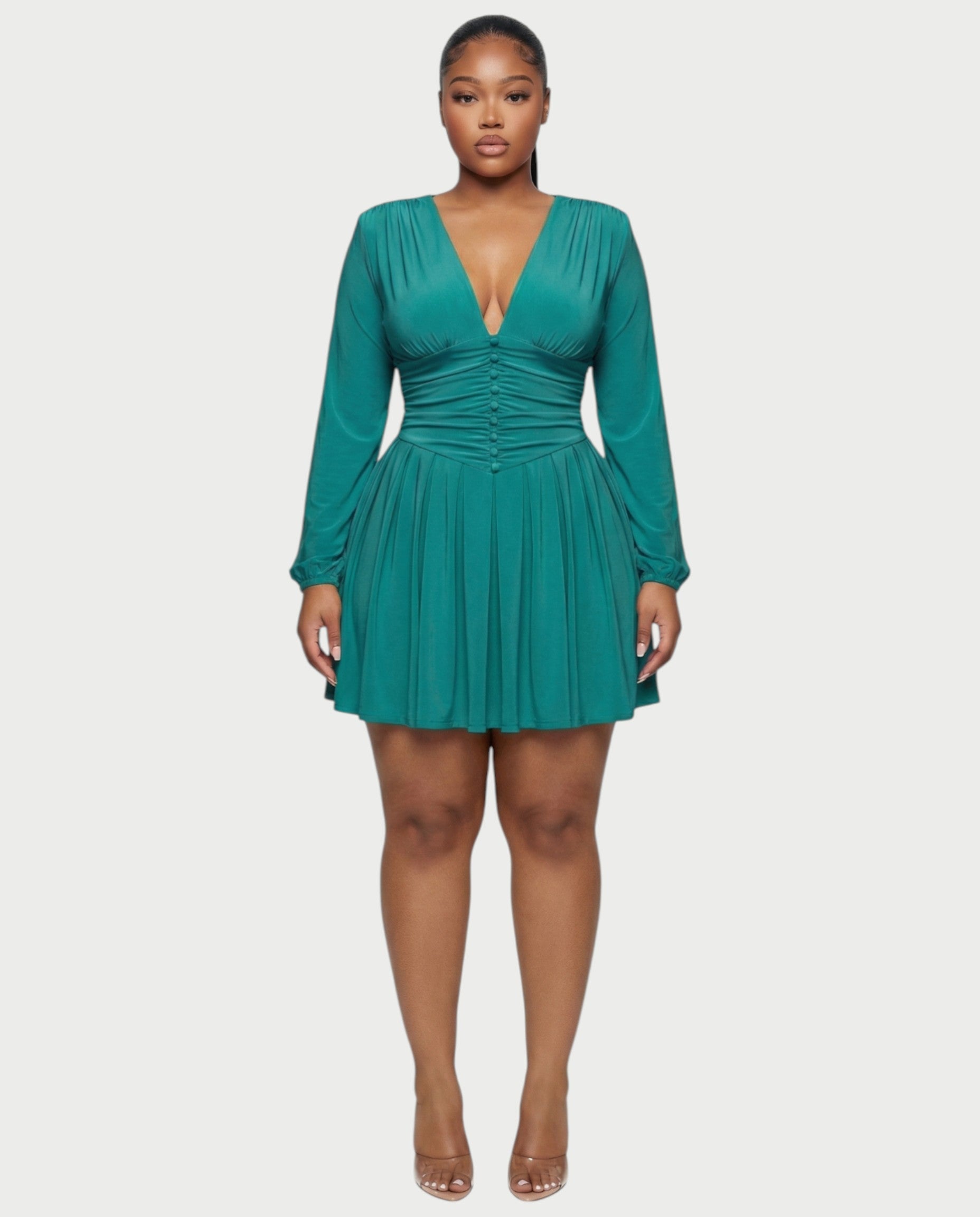 VINNA Waist-cinching Pleated Mini Dress