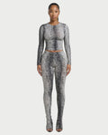 SURIVA Snakeskin Long Sleeve Top & Flared Legging Set
