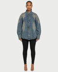 JOVIE Washed Denim Oversized Shirt Jacket