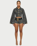 ROANA Washed Denim Jacket & Belted Shorts Set