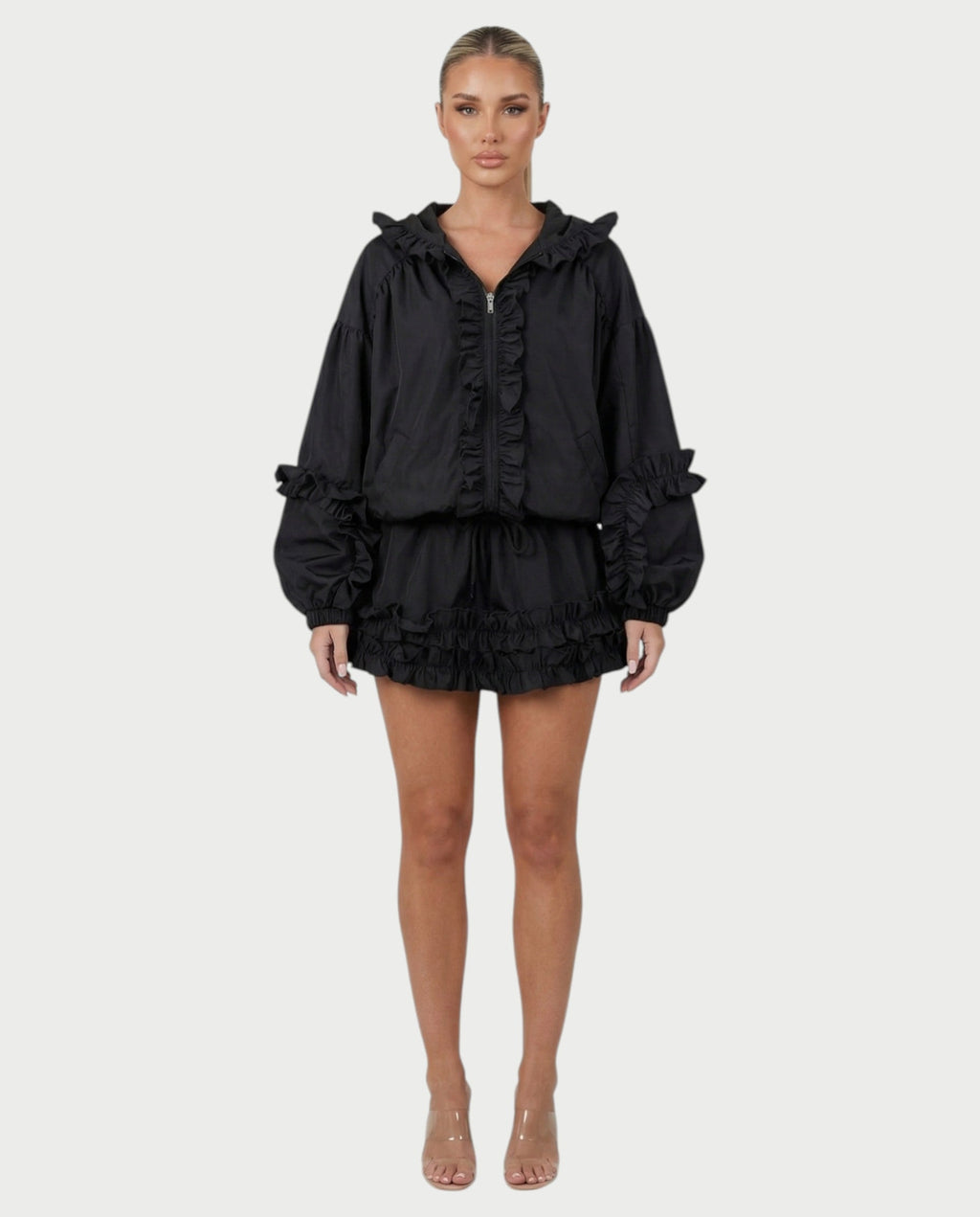 FINA Ruffle-Trim Hooded Jacket & Mini Skort Set