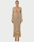 LERAYA Deep Plunge Knit Sequin Maxi Dress