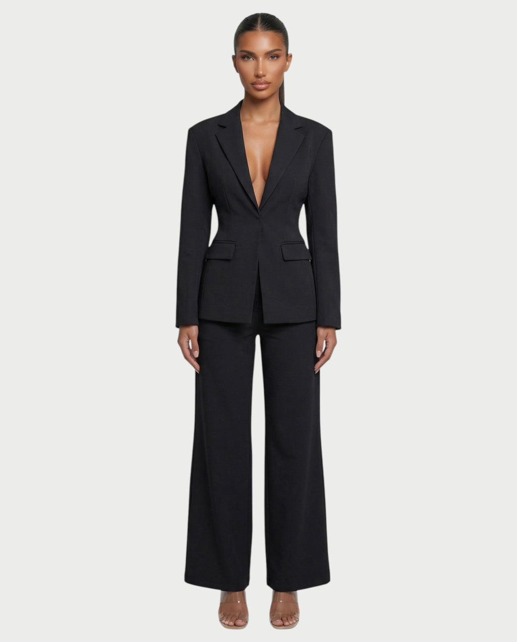 XAVIA Lace-Up Back Blazer & Trouser Set