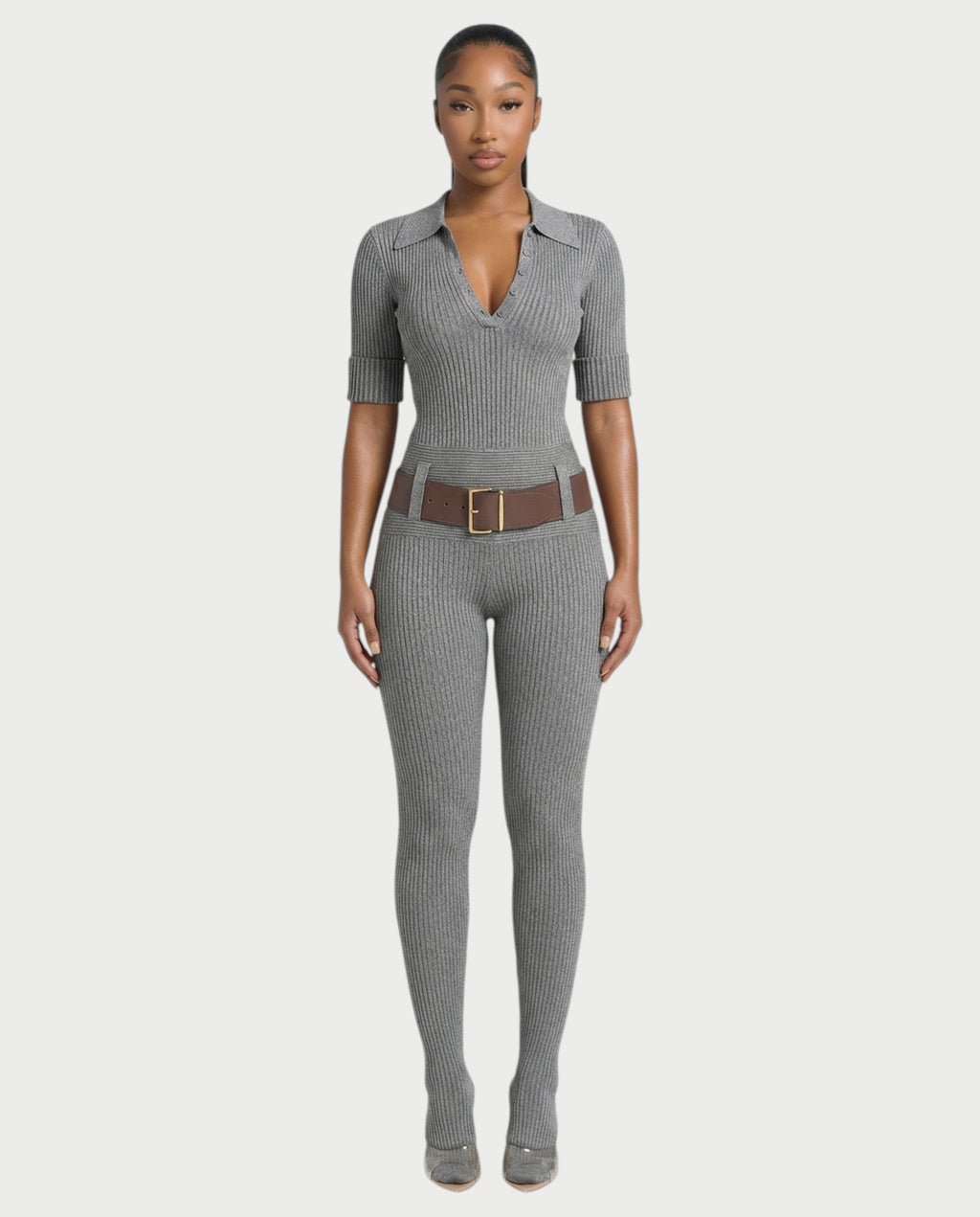 KIERA Ribbed Knit Bodysuit & Legging Set