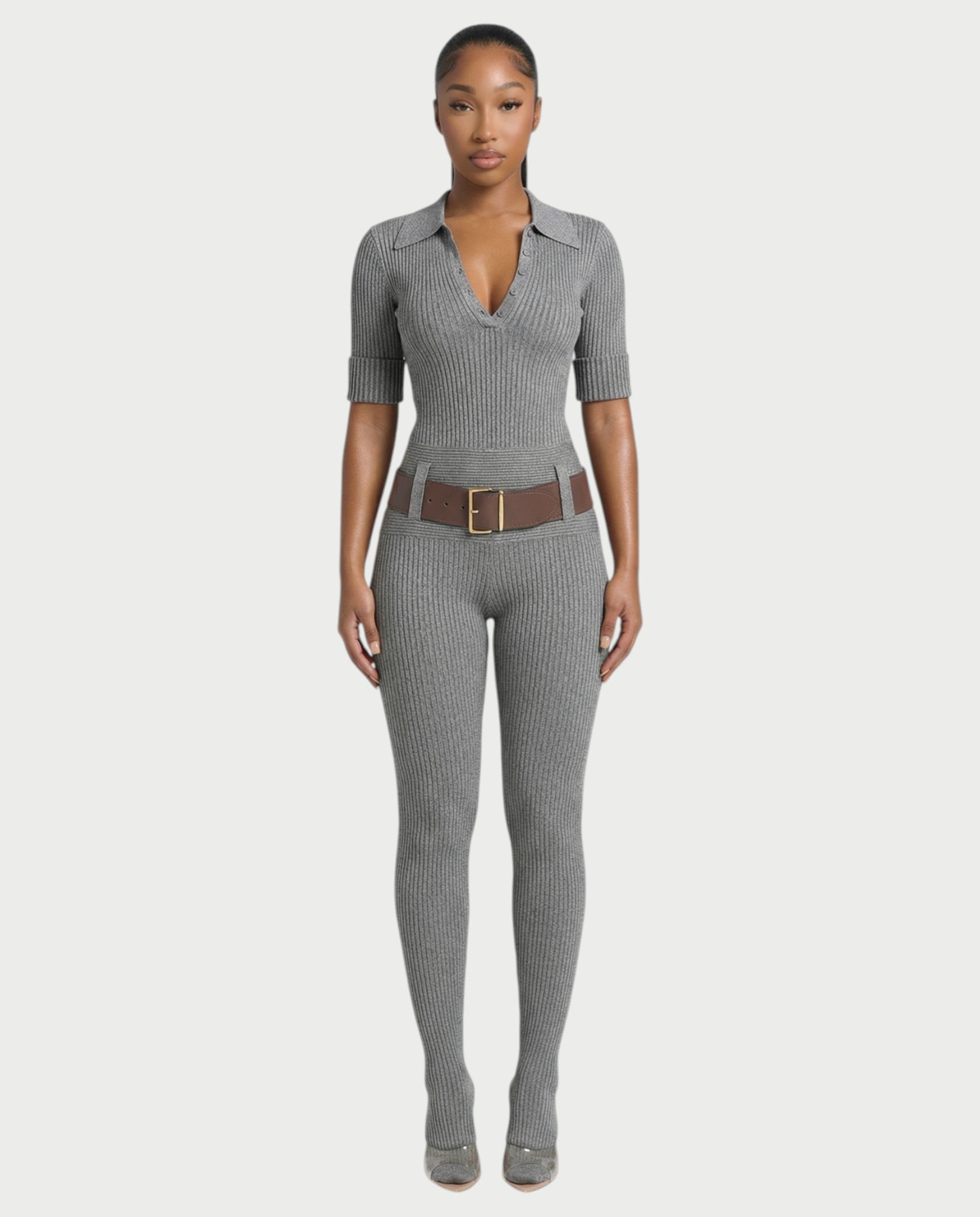 KIERA Ribbed Knit Bodysuit & Legging Set