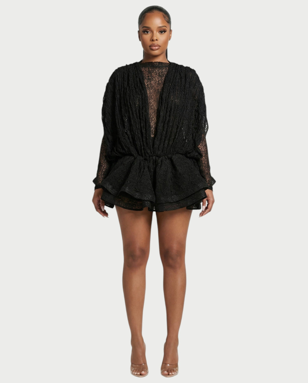 SORYA Lace Long Sleeve Mini Dress