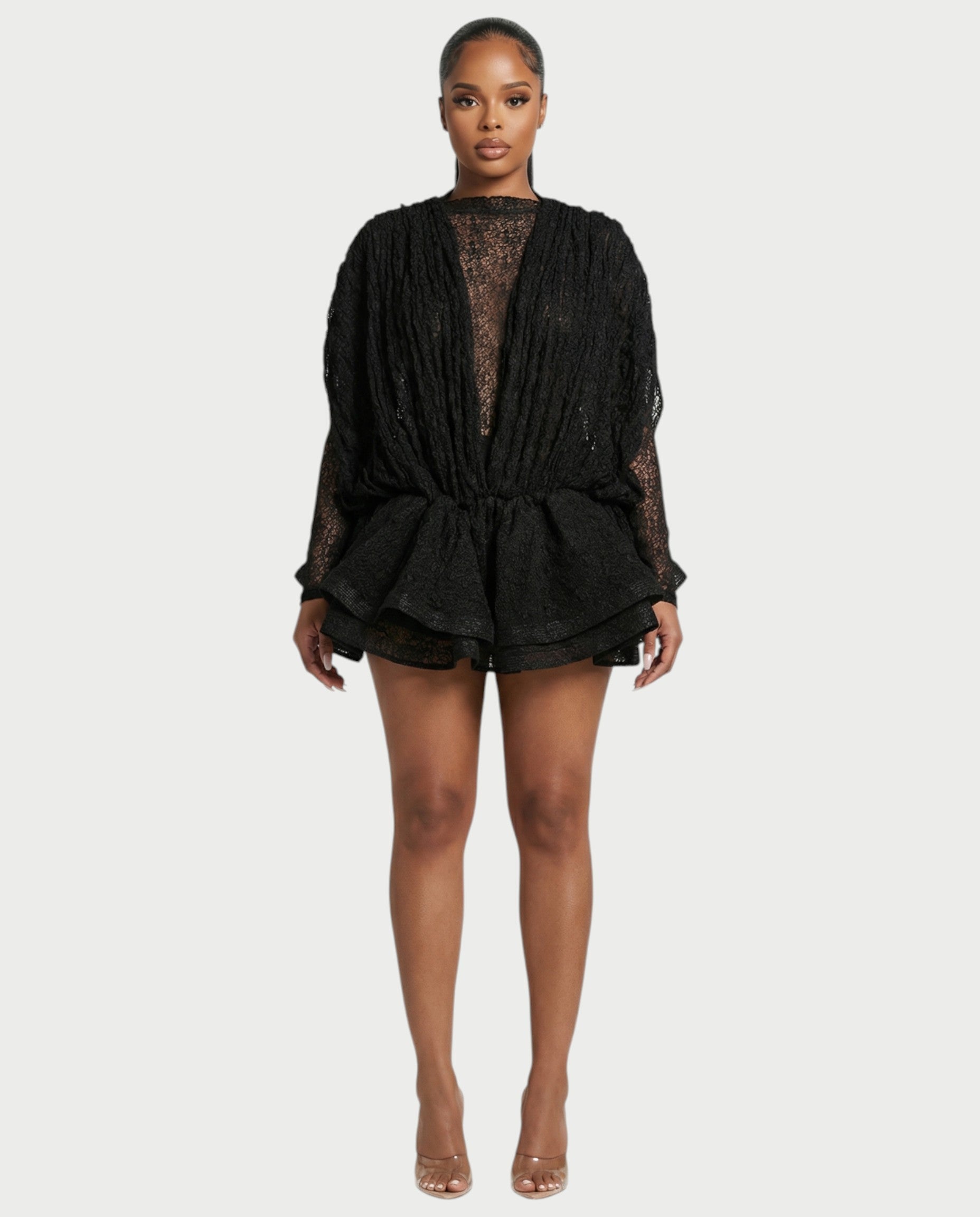 SORYA Lace Long Sleeve Mini Dress