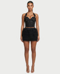 NIXIE Sequin Floral Corset Crop Top & Ruffle Skirt Set