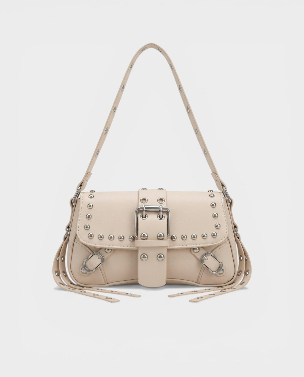 RAVENA Studded Buckle Flap Shoulder Bag