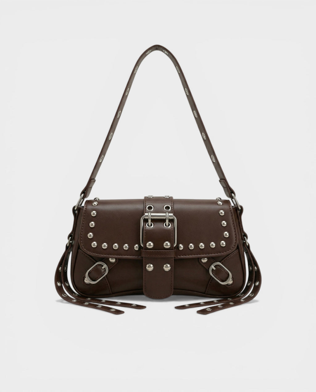 RAVENA Studded Buckle Flap Shoulder Bag