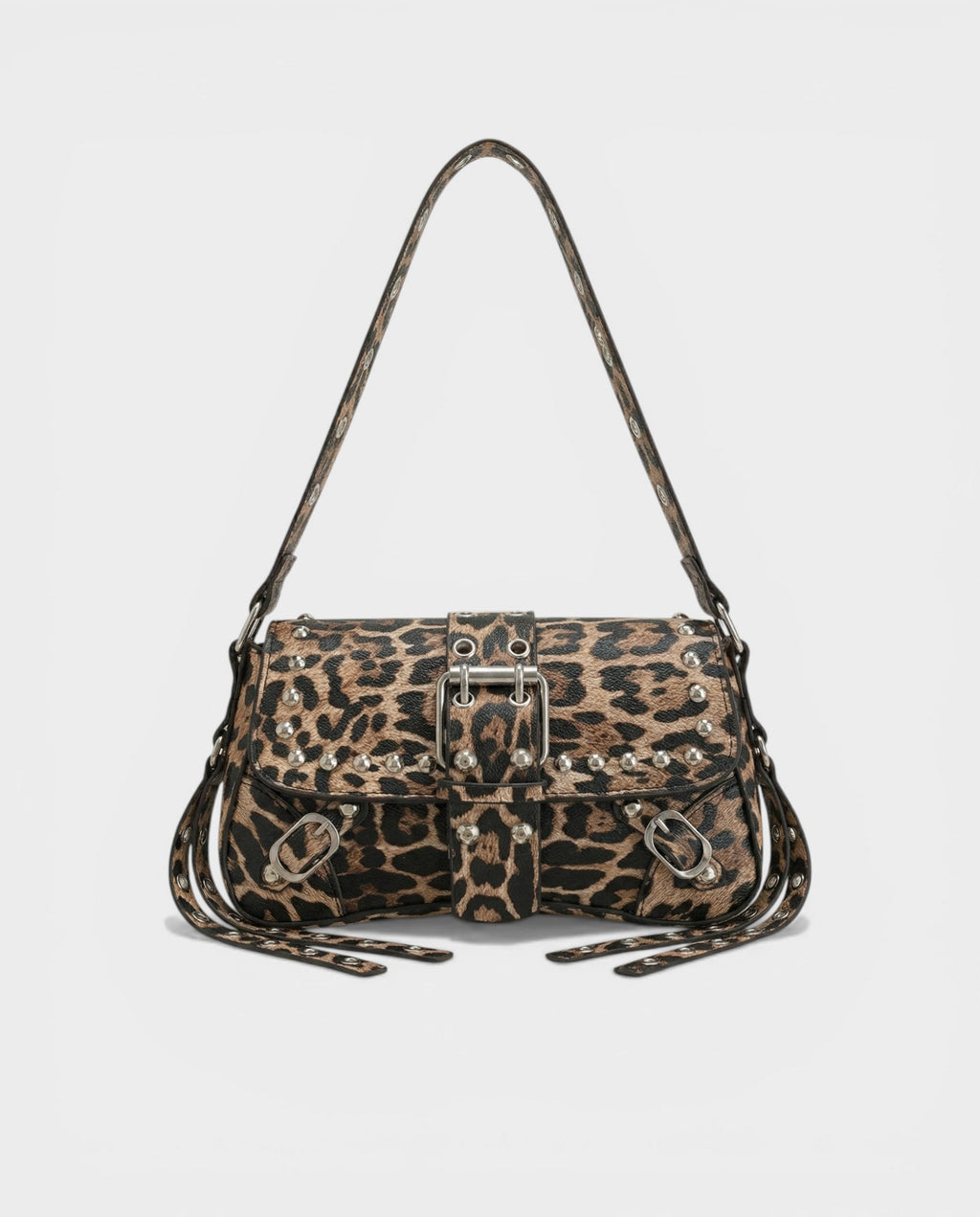 RAVENA Studded Buckle Flap Shoulder Bag