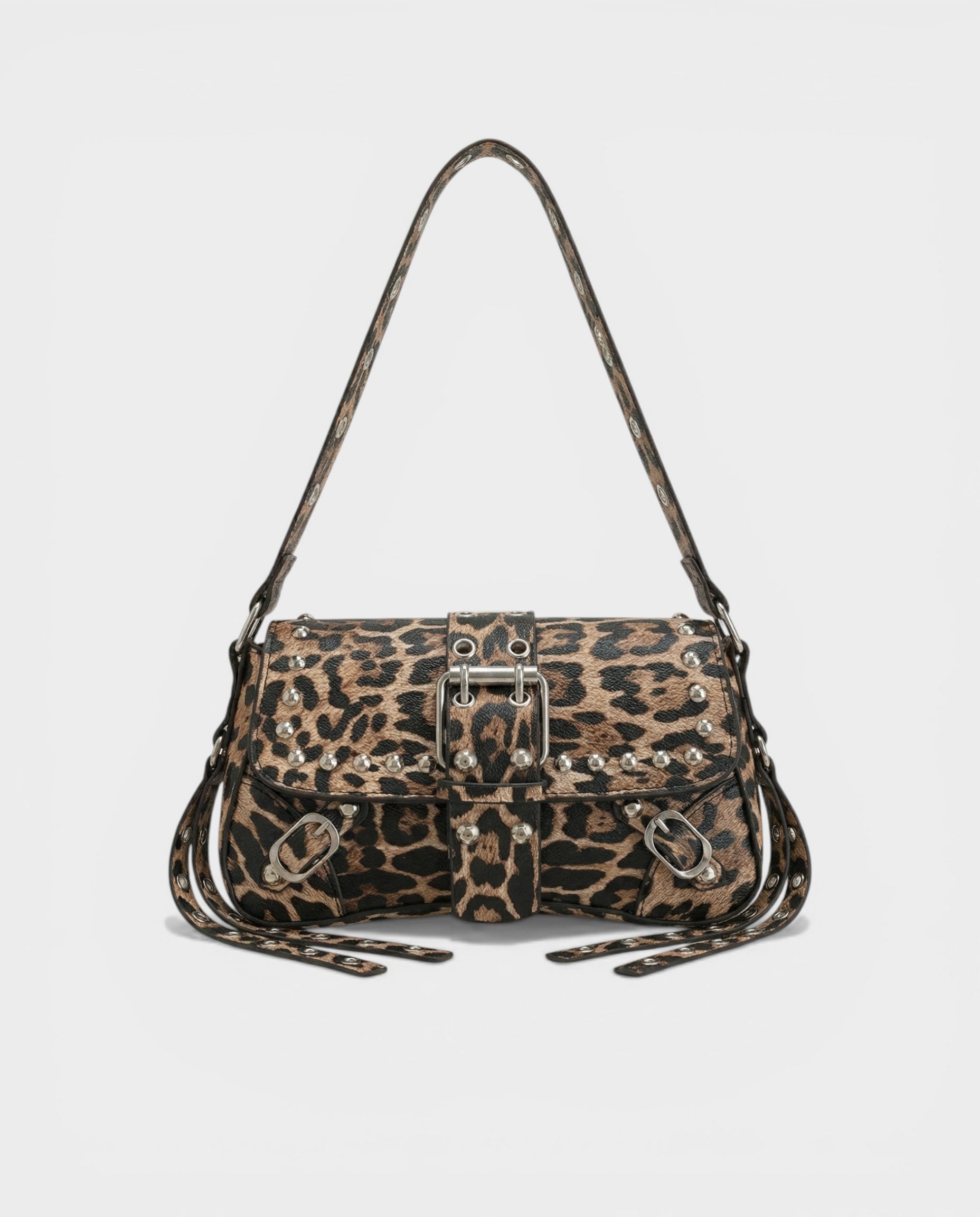 RAVENA Studded Buckle Flap Shoulder Bag