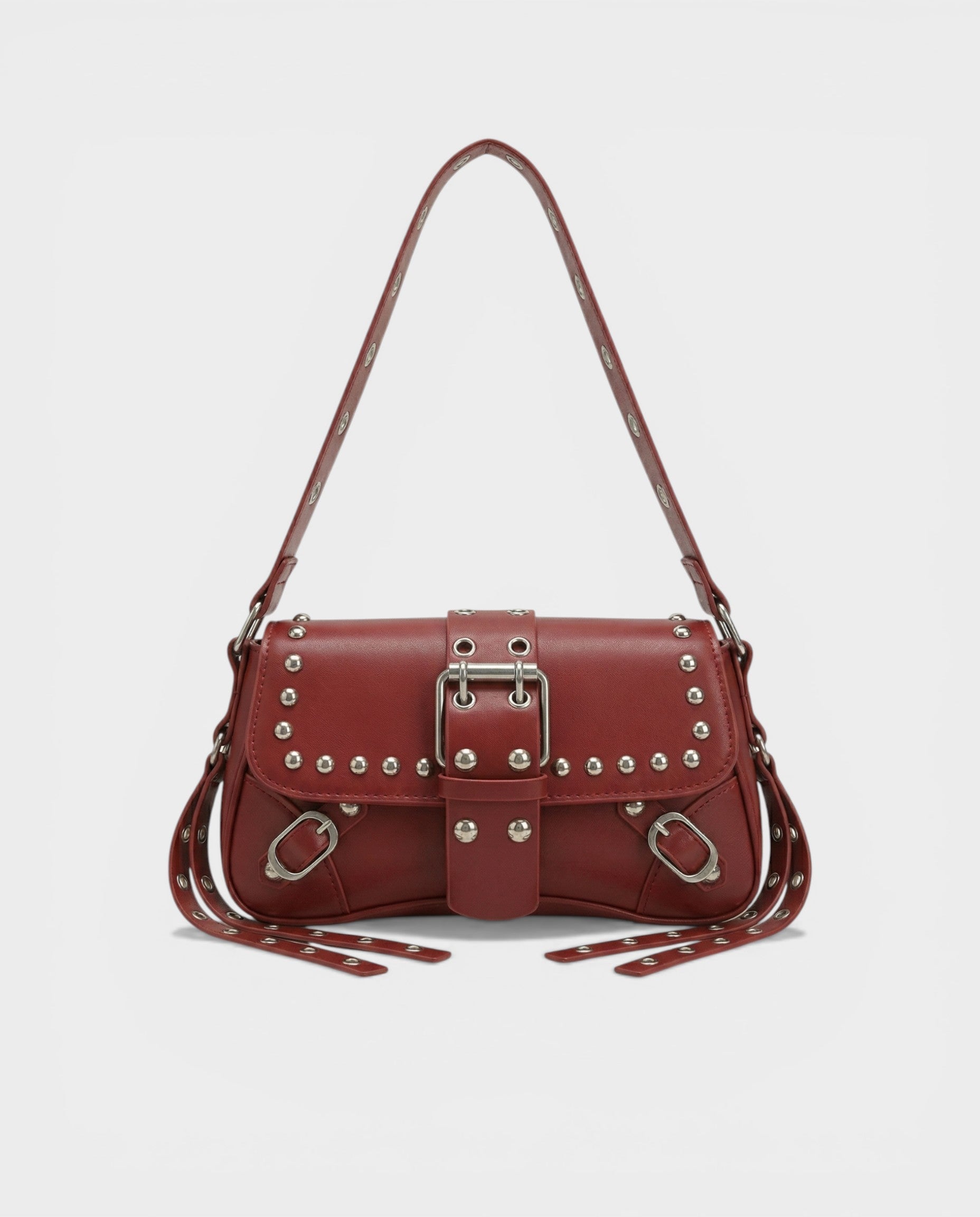RAVENA Studded Buckle Flap Shoulder Bag