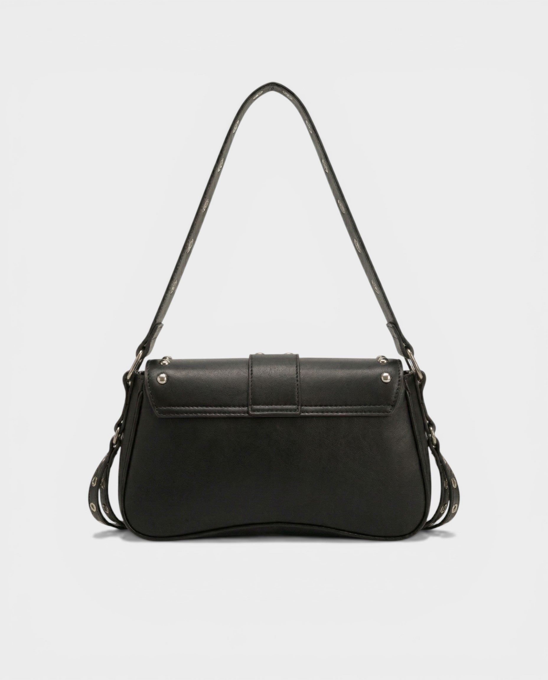 RAVENA Studded Buckle Flap Shoulder Bag