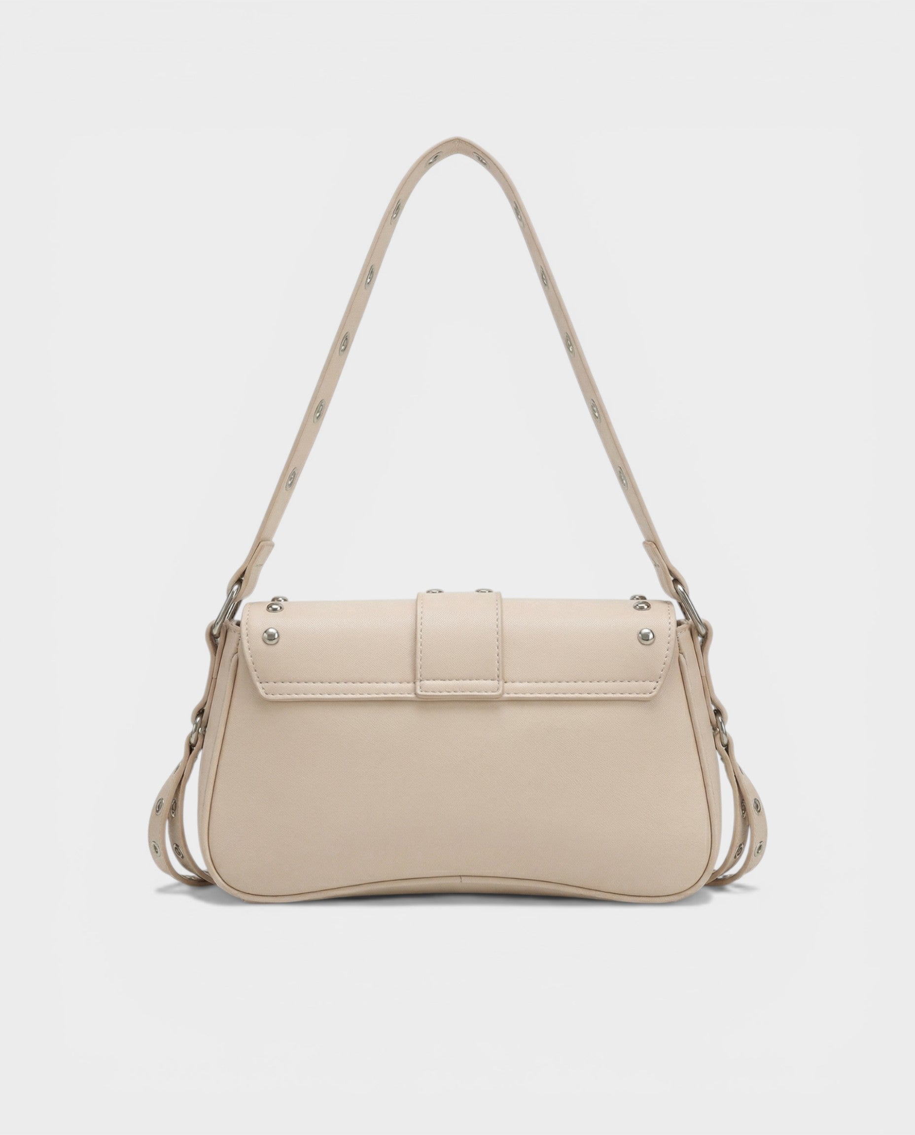 RAVENA Studded Buckle Flap Shoulder Bag
