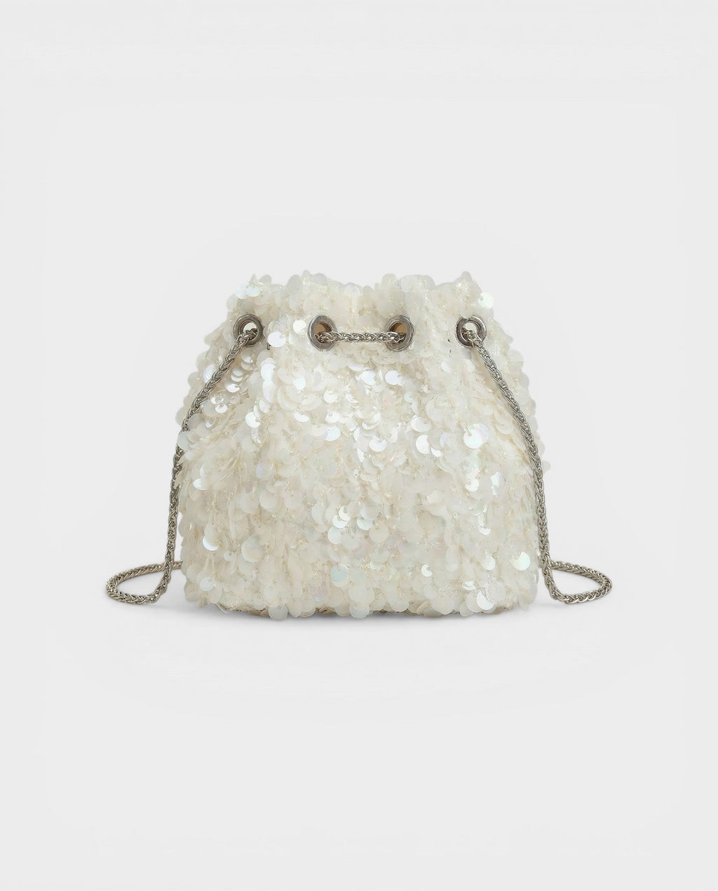 HELYN Pearl Chain Sequin Bucket Bag