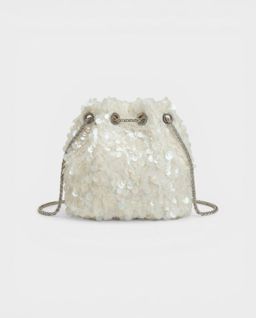 HELYN Pearl Chain Sequin Bucket Bag