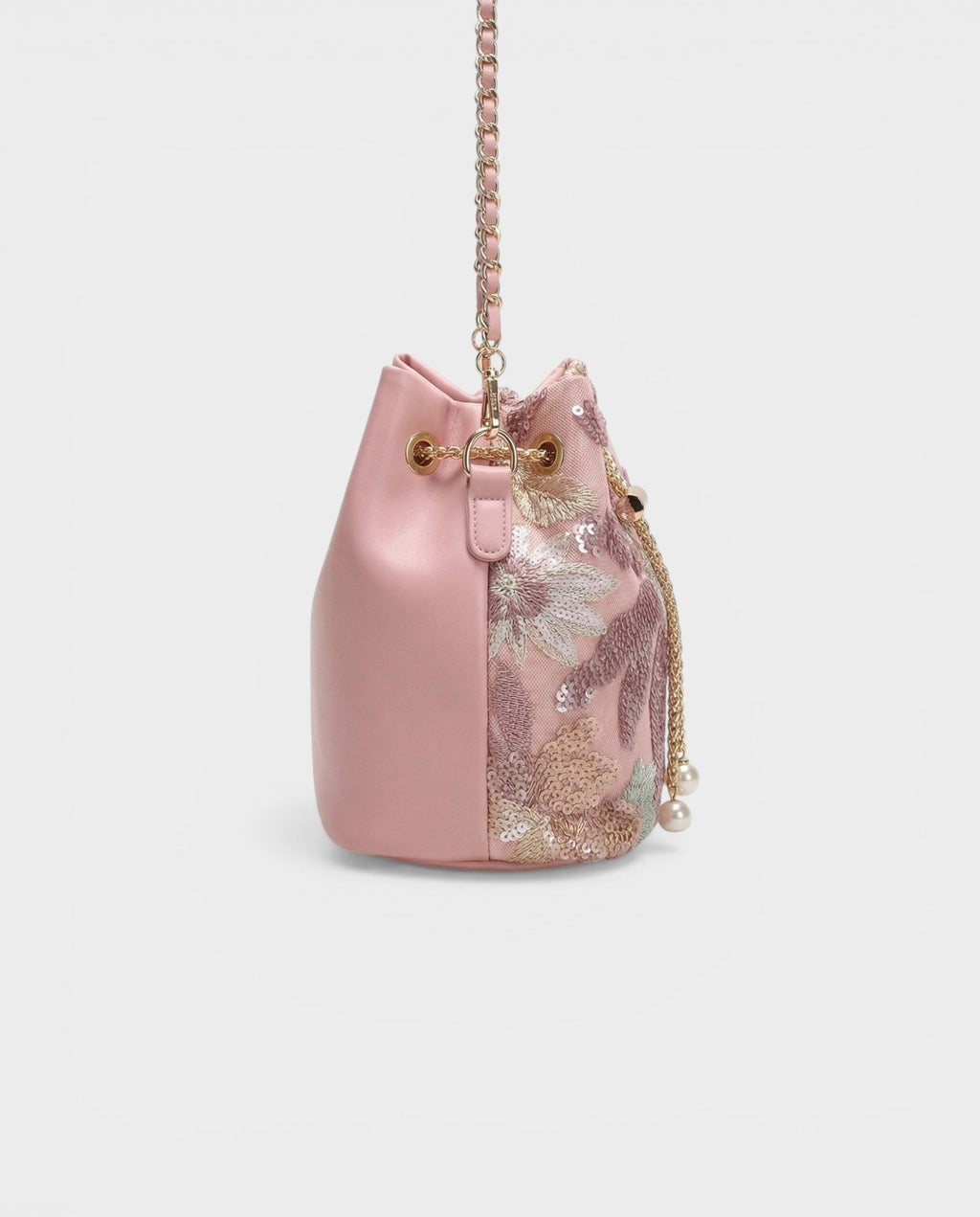 FALINA Embroidered Floral & Sequin Bucket Bag