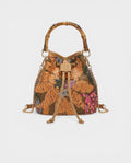 TAURIEL Floral Sequin Bamboo Handle Bucket Bag