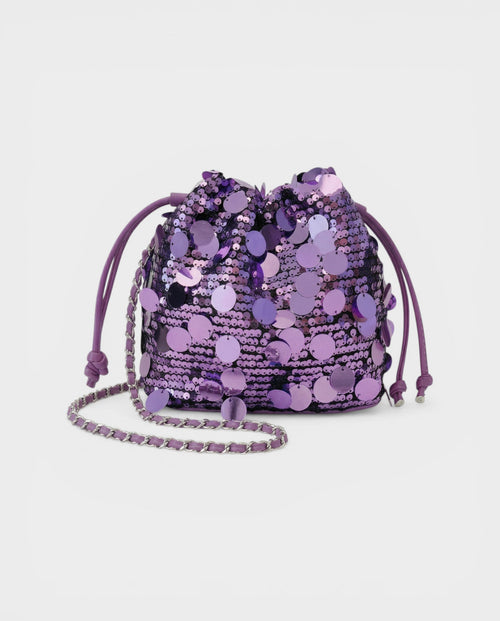 CIZARA Chain Crossbody Sequin Bucket Bag