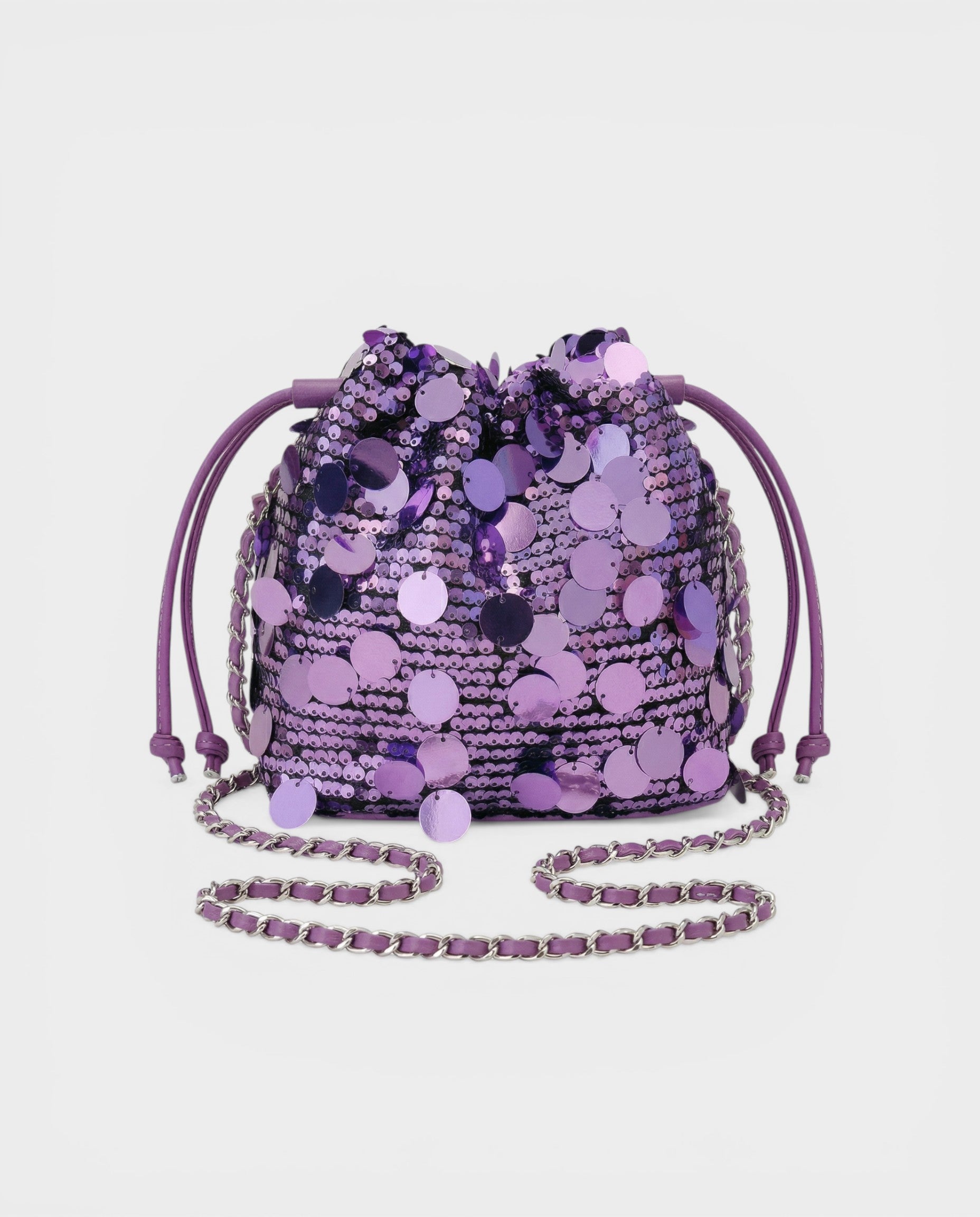 CIZARA Chain Crossbody Sequin Bucket Bag