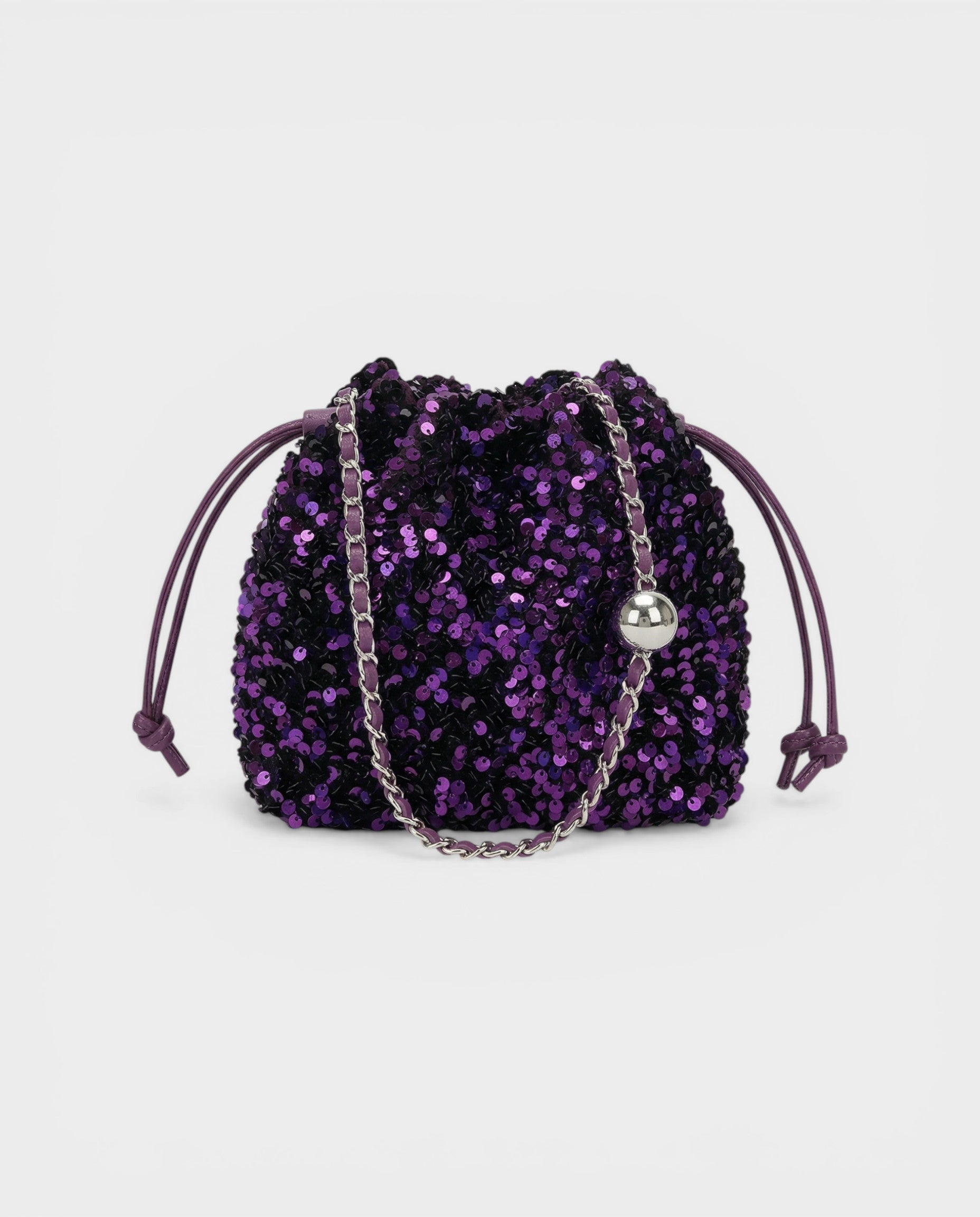 ONELLA Deep Purple Sequin Bucket Bag