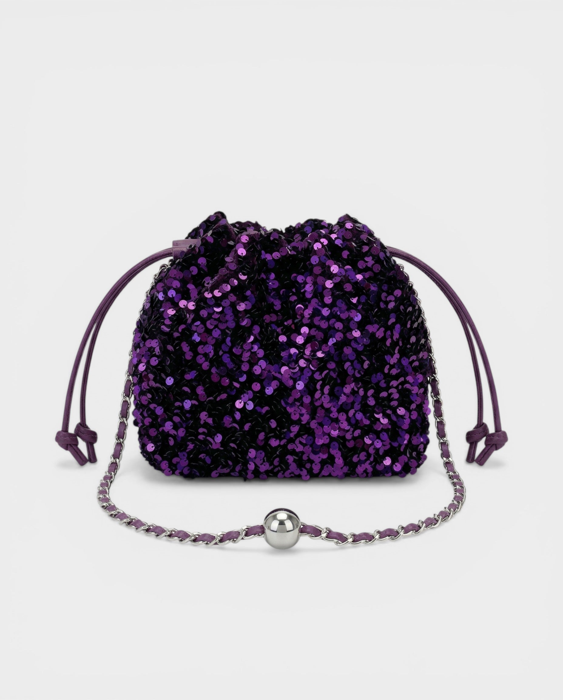 ONELLA Deep Purple Sequin Bucket Bag