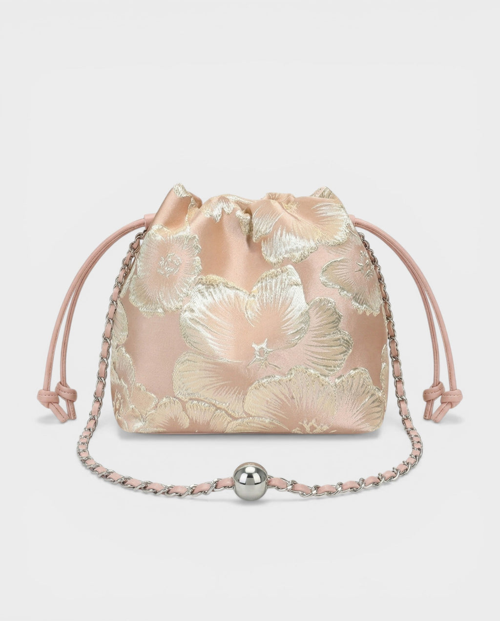SABELA Floral Jacquard Chain Bucket Bag