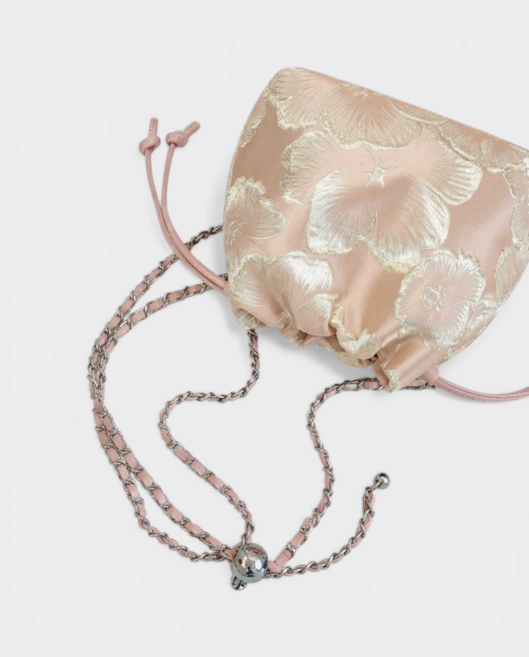 SABELA Floral Jacquard Chain Bucket Bag