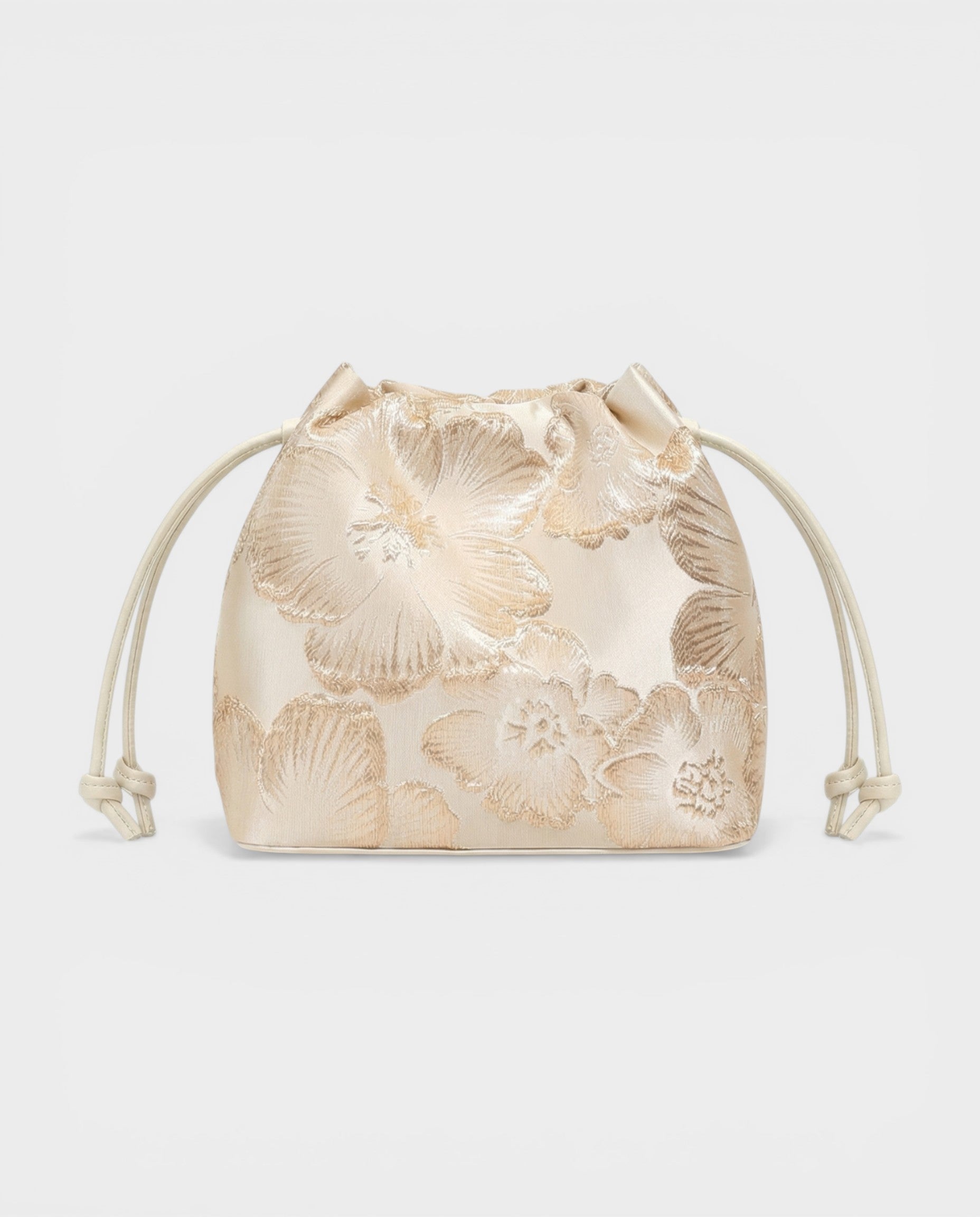 TERRA Champagne Floral Jacquard Chain Bucket Bag