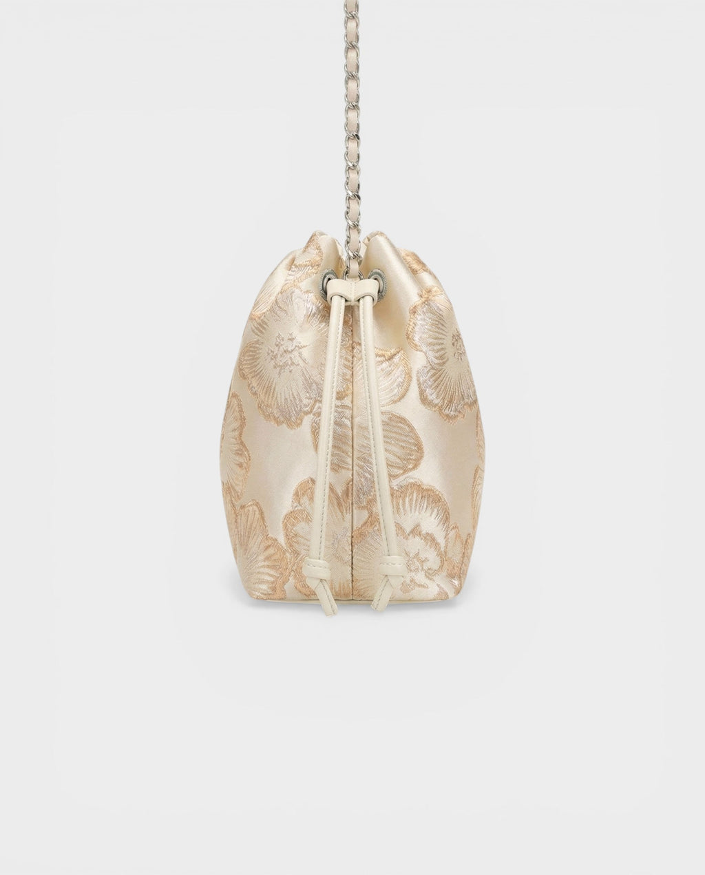 TERRA Champagne Floral Jacquard Chain Bucket Bag