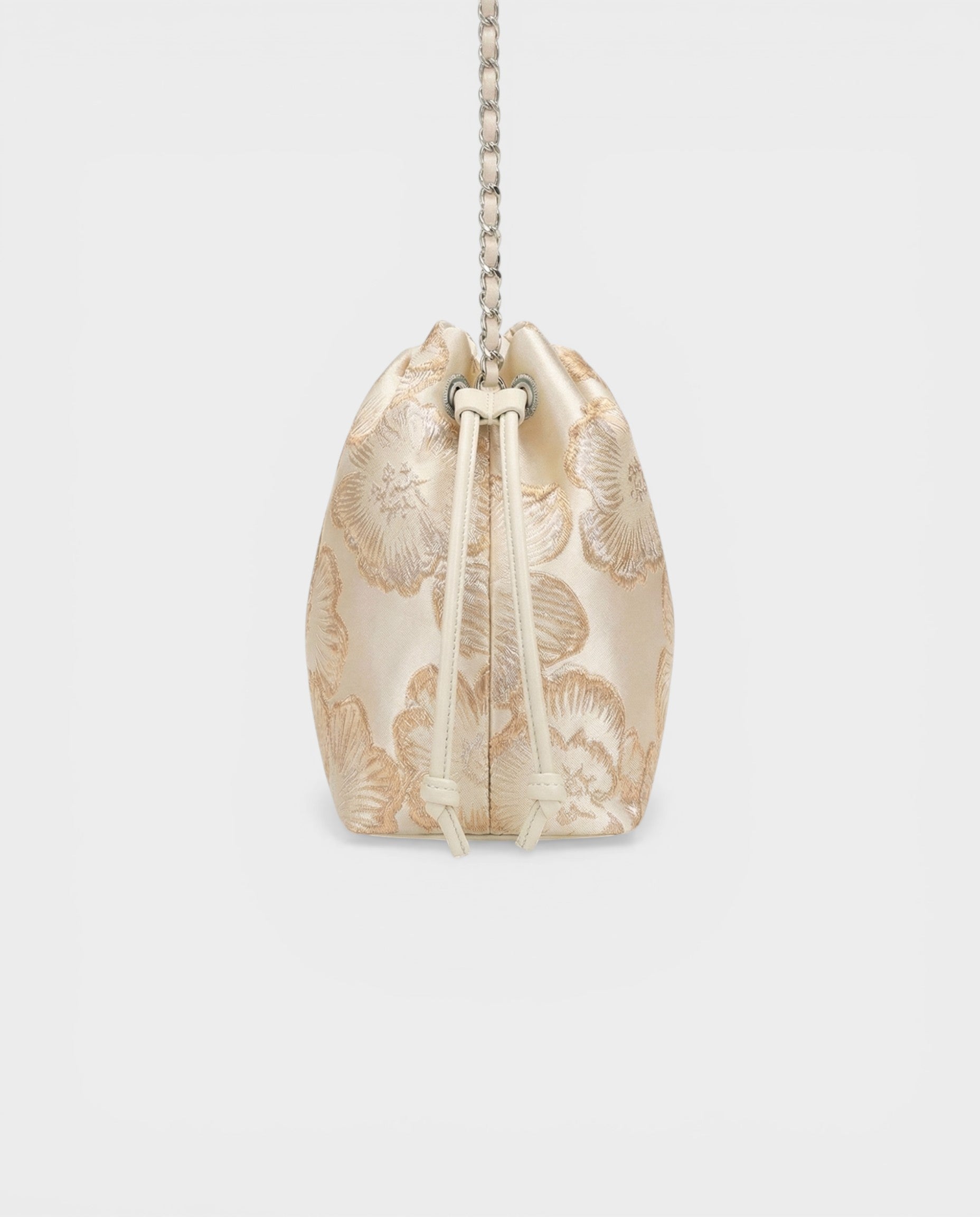 TERRA Champagne Floral Jacquard Chain Bucket Bag