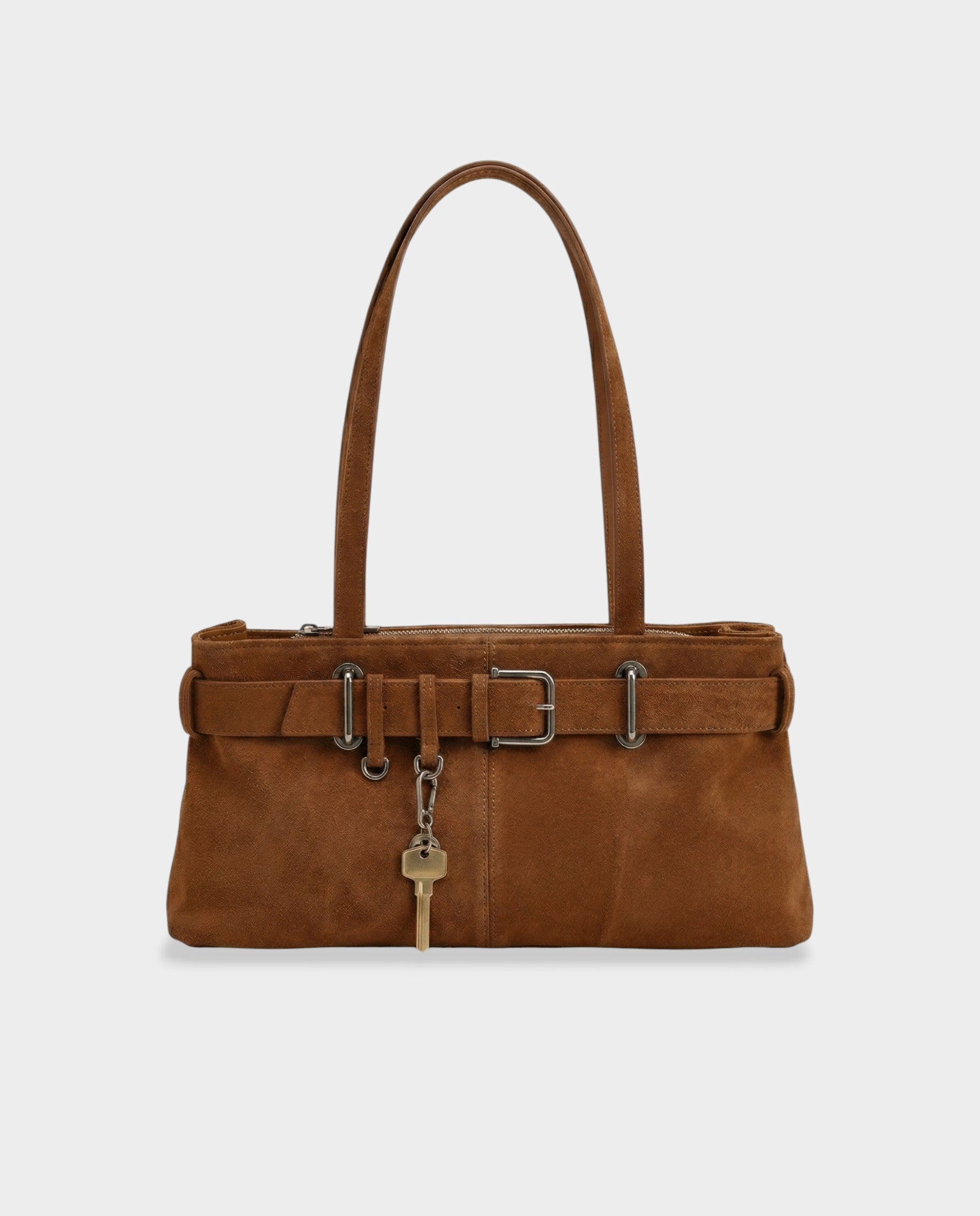 LAVIDA Suede Belted Key Shoulder Bag