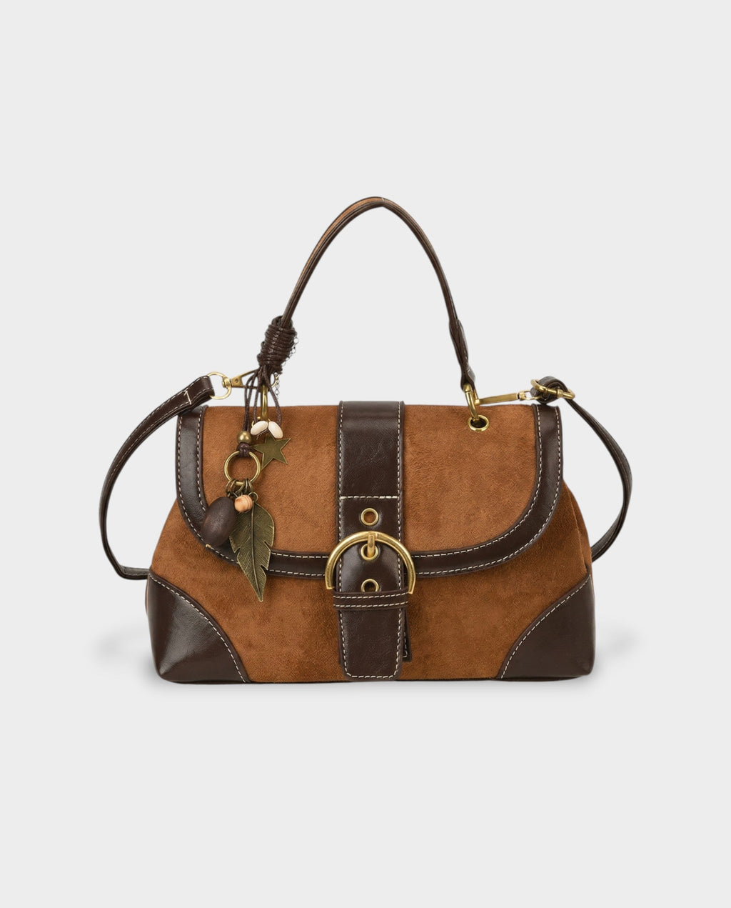NONA Suede Buckle Shoulder Crossbody Bag