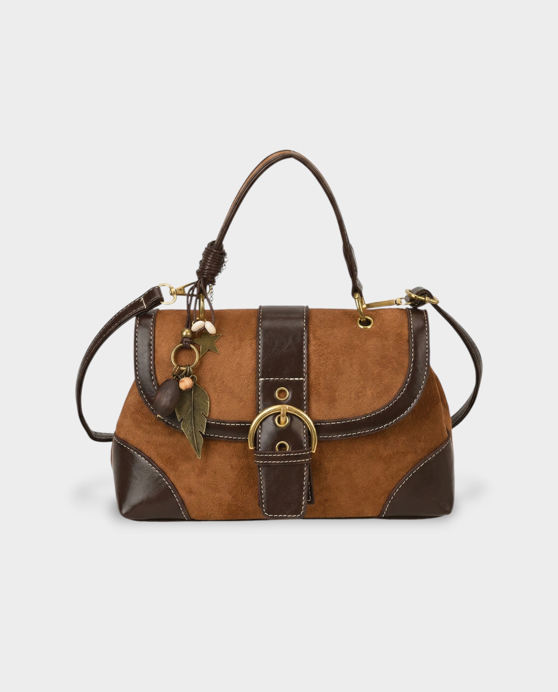 NONA Suede Buckle Shoulder Crossbody Bag