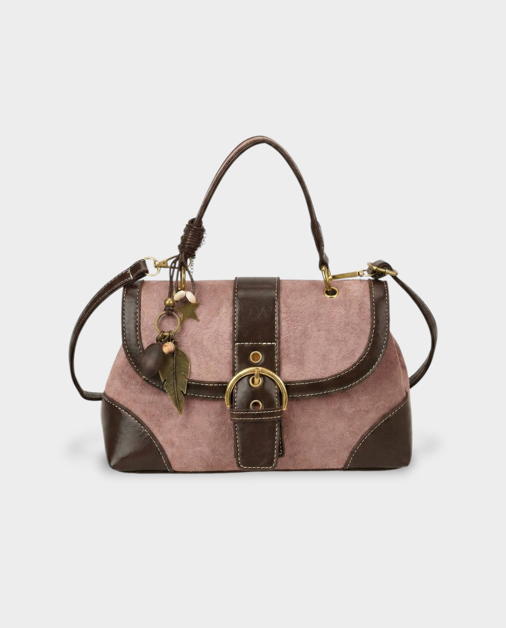 NONA Suede Buckle Shoulder Crossbody Bag