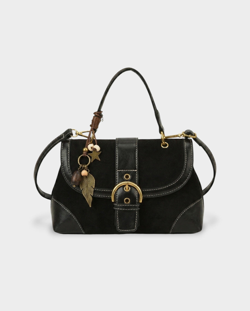 NONA Suede Buckle Shoulder Crossbody Bag