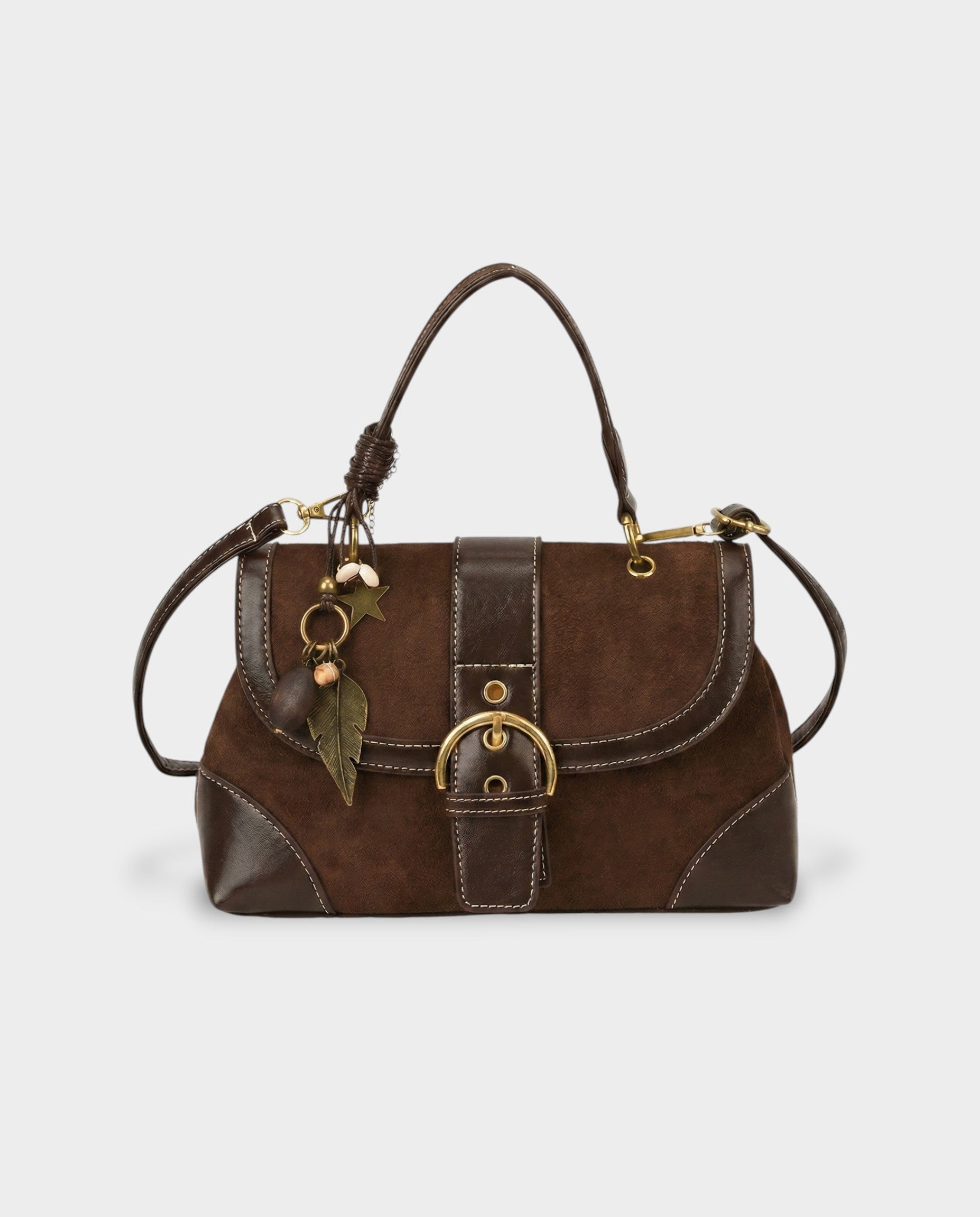 NONA Suede Buckle Shoulder Crossbody Bag