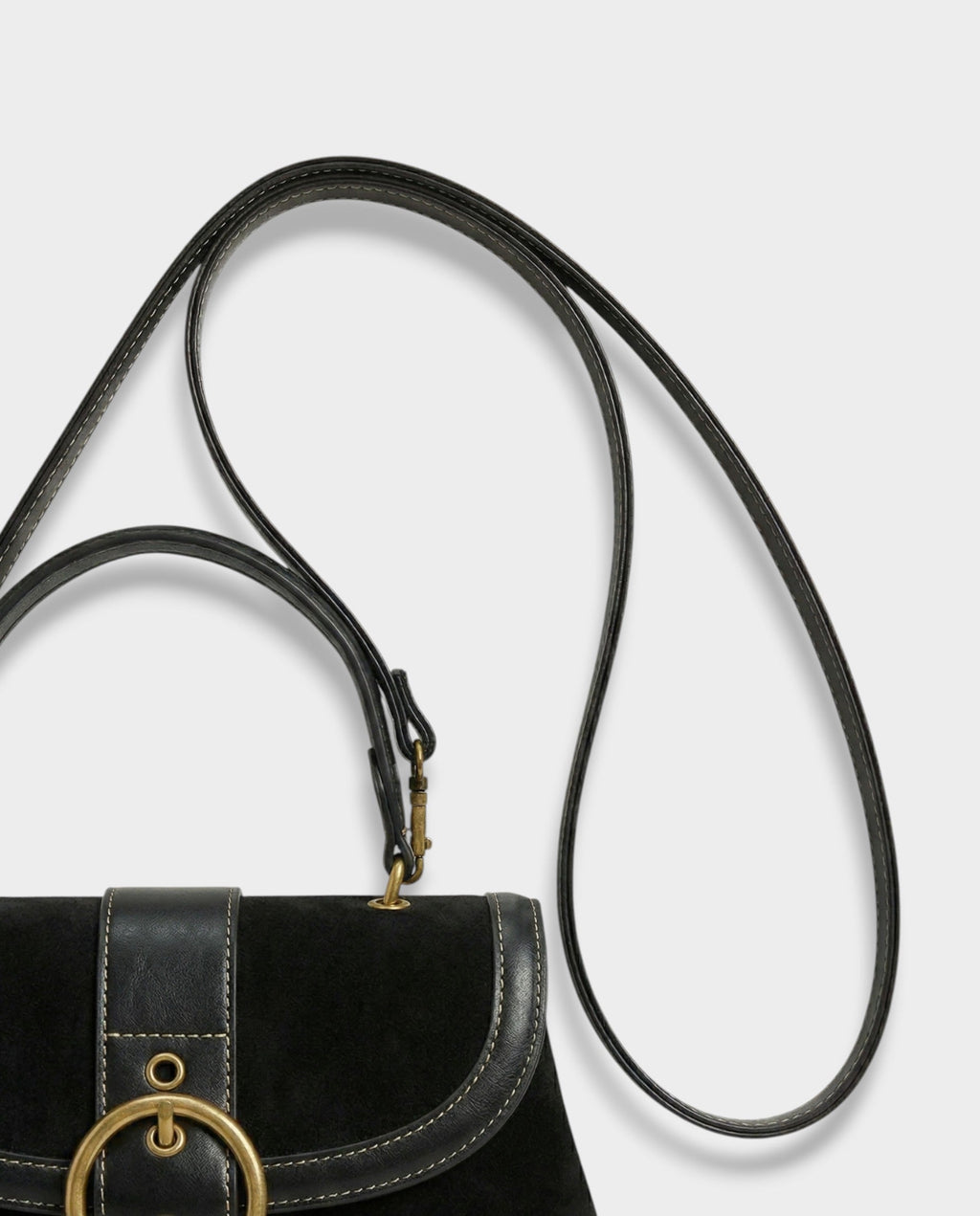 NONA Suede Buckle Shoulder Crossbody Bag