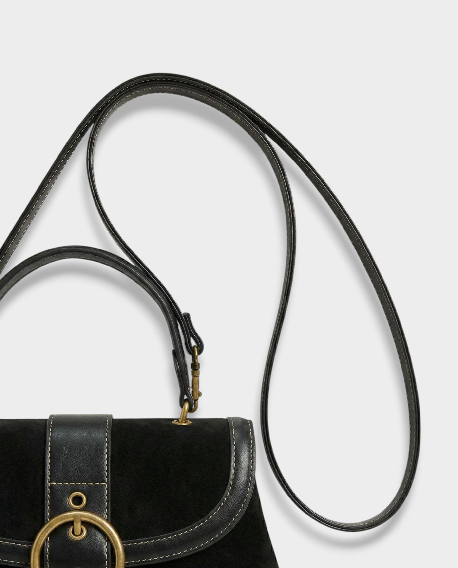 NONA Suede Buckle Shoulder Crossbody Bag
