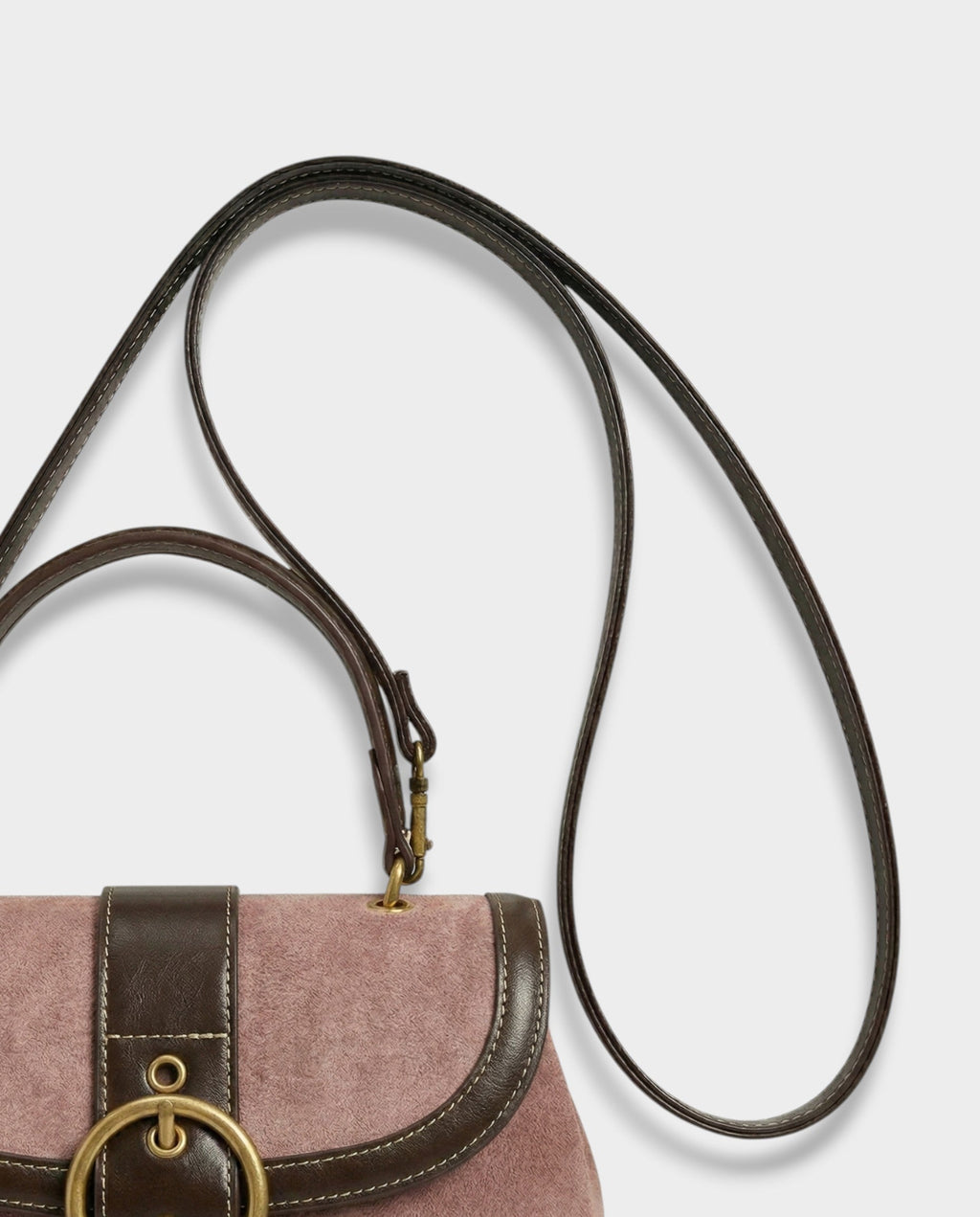 NONA Suede Buckle Shoulder Crossbody Bag